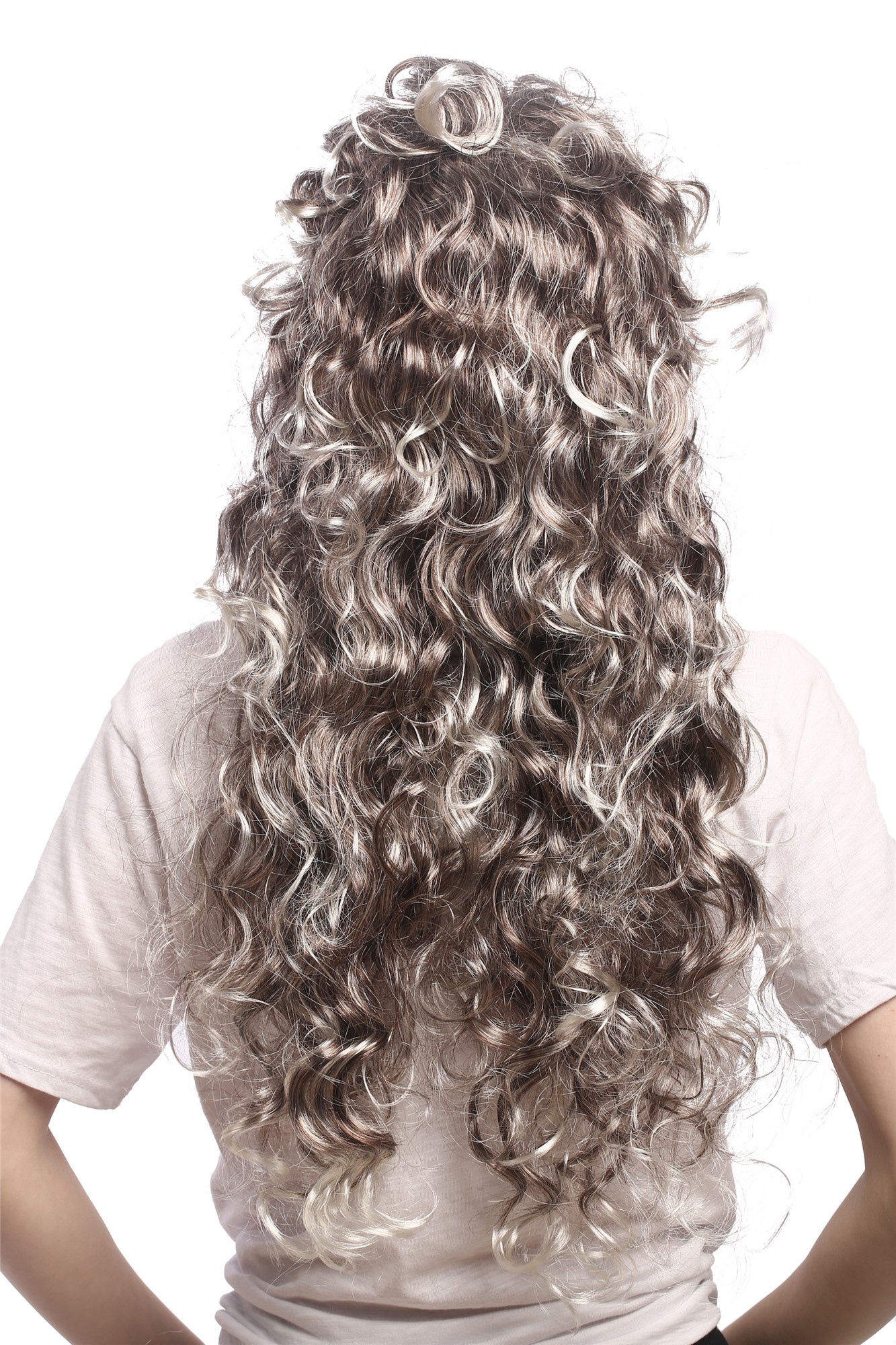 Men Party Wig historic Cosplay Baroque Renaissance Lord Noble King Louis brown grey curls volume, view 3, WIG ME UP: Your Perücken Online Shop Party Wig, Unisex, Grey, curled, very long