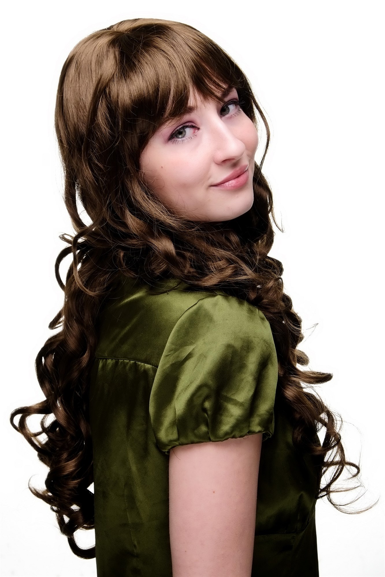 Lady  Wig long straight top with beautful curling ends medium BROWN cute bangs fringe, view 2, WIG ME UP: Your Perücken Online Shop Quality Wigs, Ladies, medium golden brown, curled, long