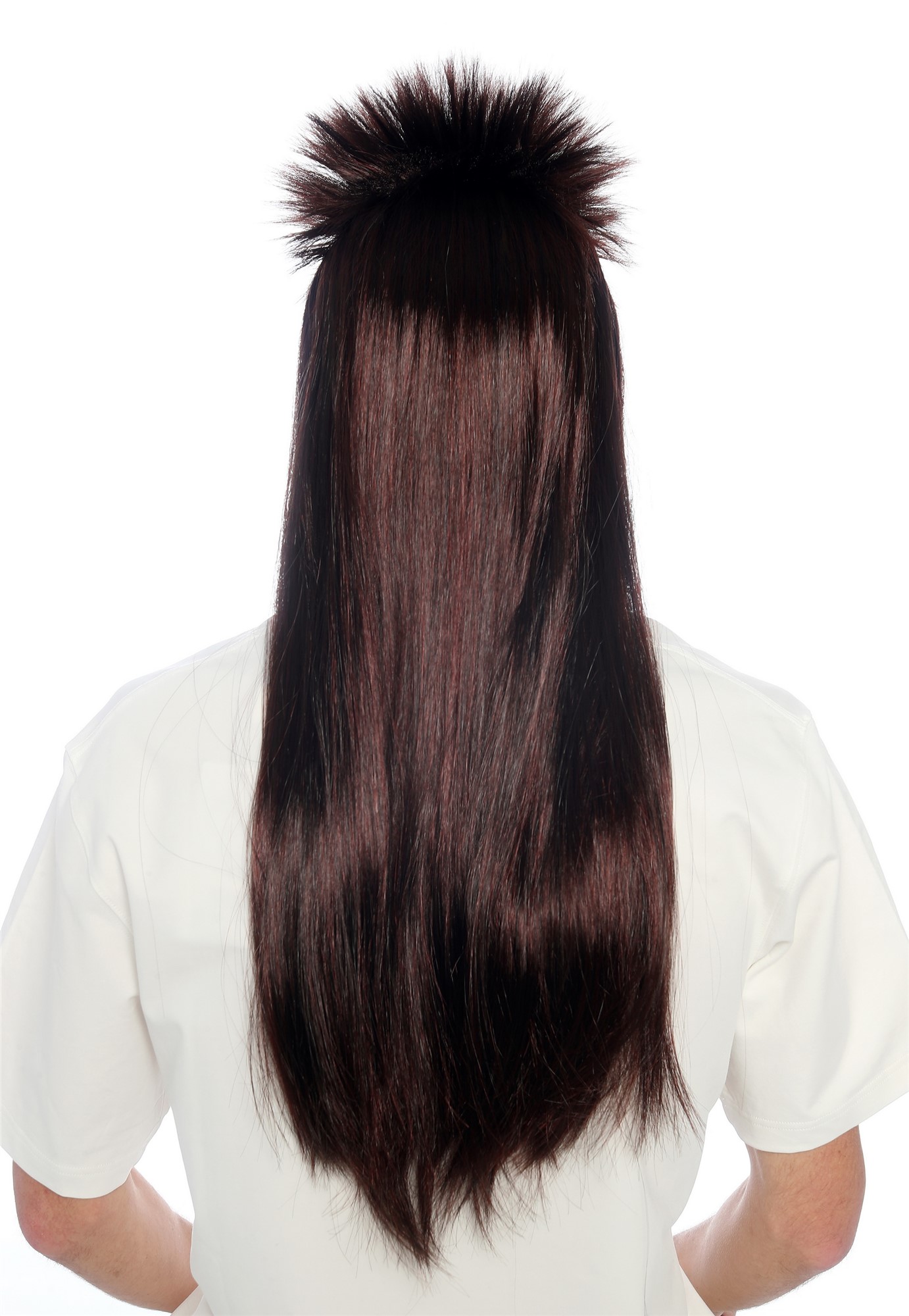 glatte Party-Perücke Kastanienbraun-Schwarz-Mix 70 cm lange Perücke für Herren