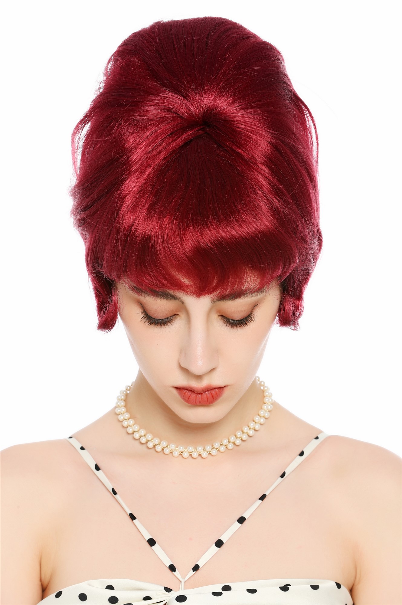 Perücke Damen Retro Vintage 50er 60er Beehive hochtoupiert Violett-Rot DW3436-39