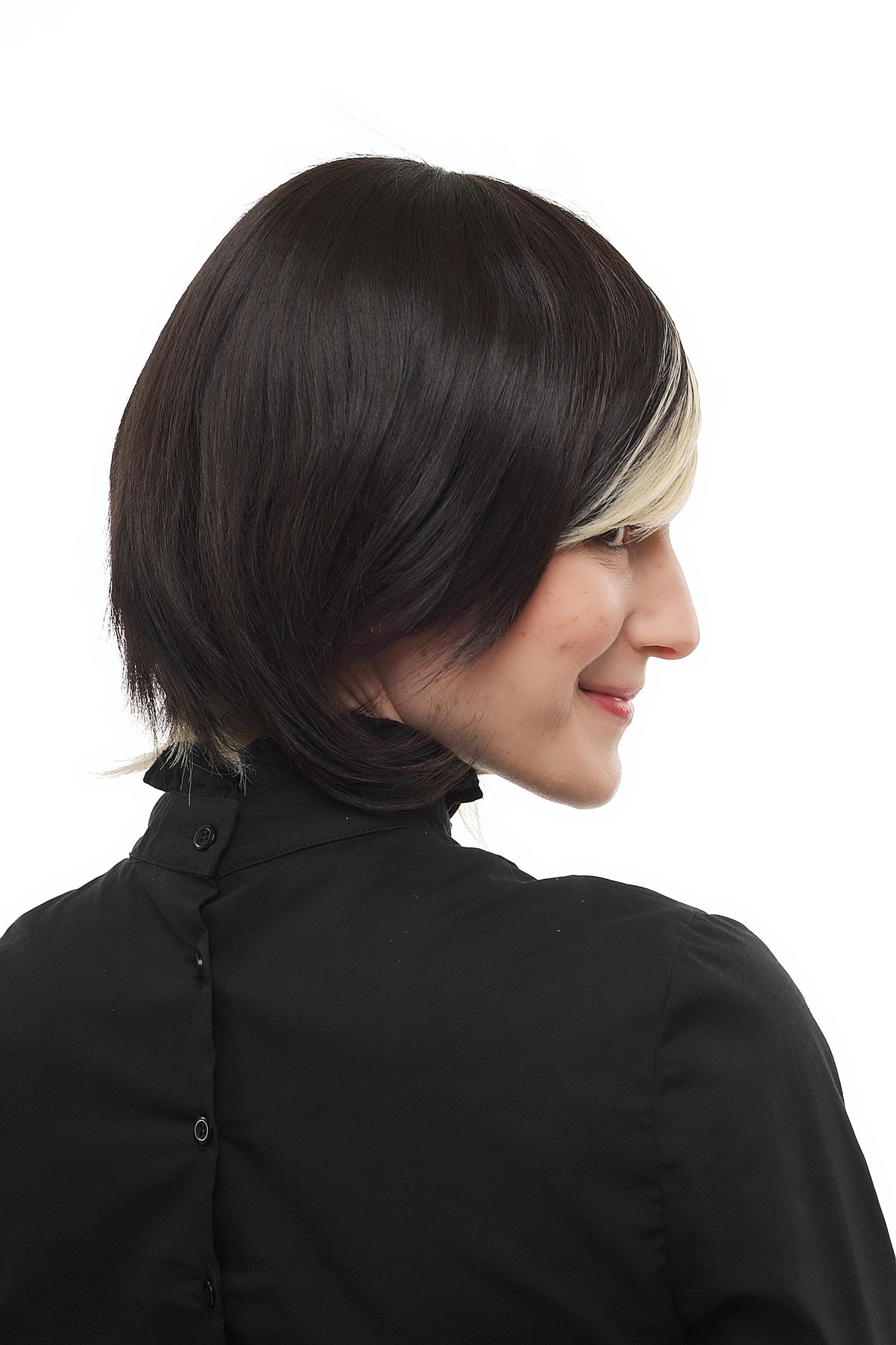 hochwertige Qualitätsperücken, Damen Perücke Zweifarbig Braun-Blond Mittelscheitel kurz 1241-05/002, Ansicht 7, WIG ME UP: Ihr Perücken Online Shop glatte Tressen-Perücke mit Kopfhaut-Imitat braun-blond kurze Haare für Damen