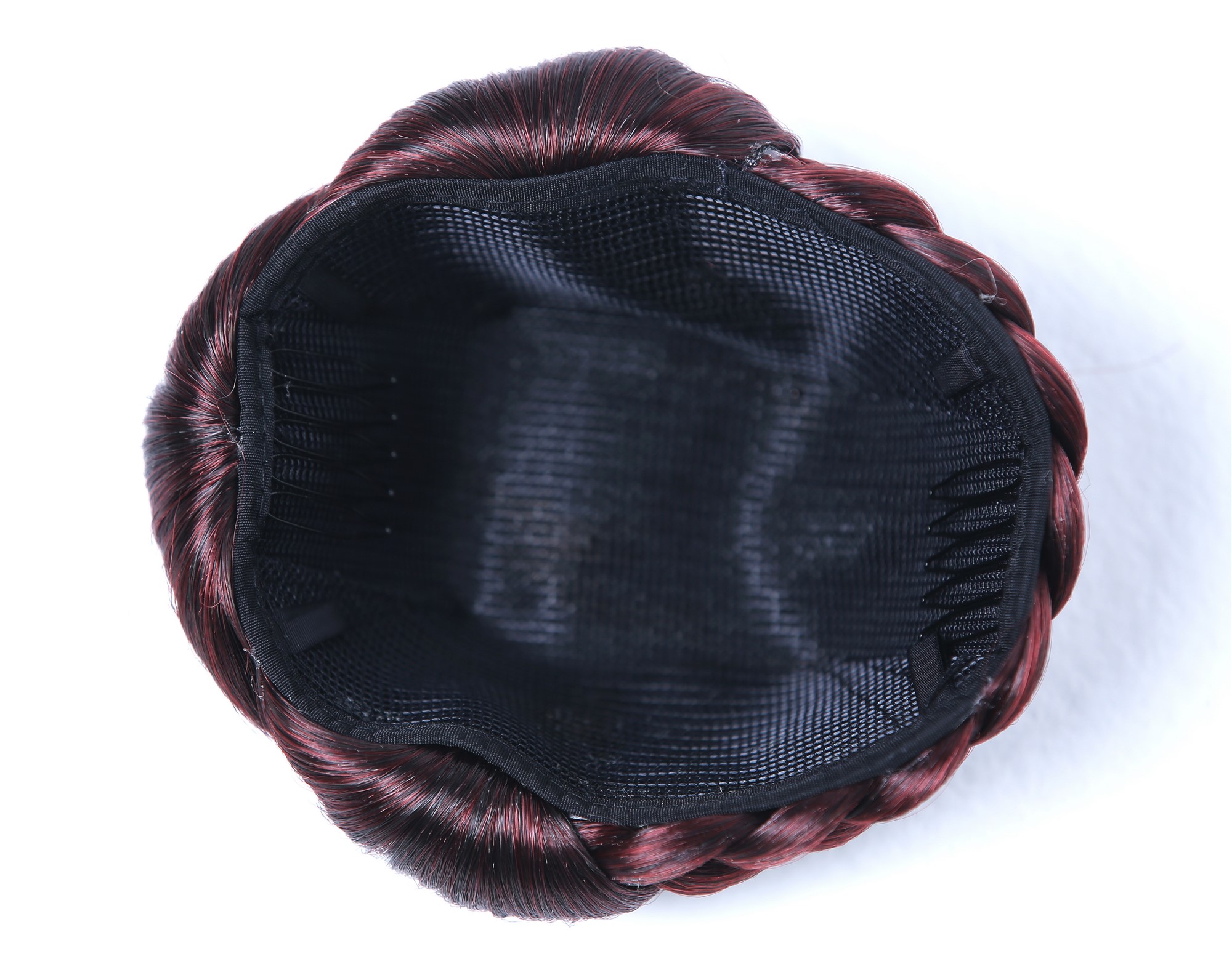 Dutt Haardutt Haarknoten Chignon traditionell geflochten Schwarz Rot Mix HYD-6051-2/39, Ansicht 4, WIG ME UP: Ihr Perücken Online Shop geflochtener Dutt Haarteil Schwarz-Rot-Mix