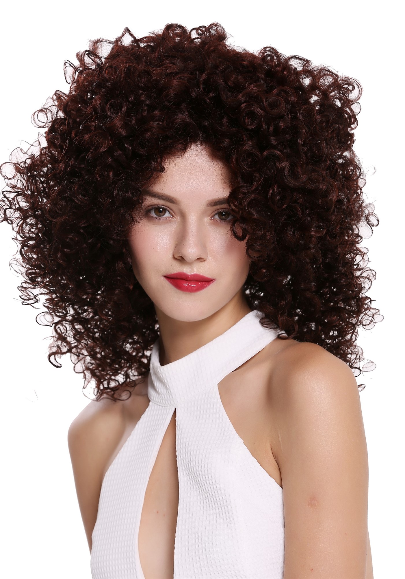 Quality Wigs, Ladies, black-brown-reddish brown mix, curled, long