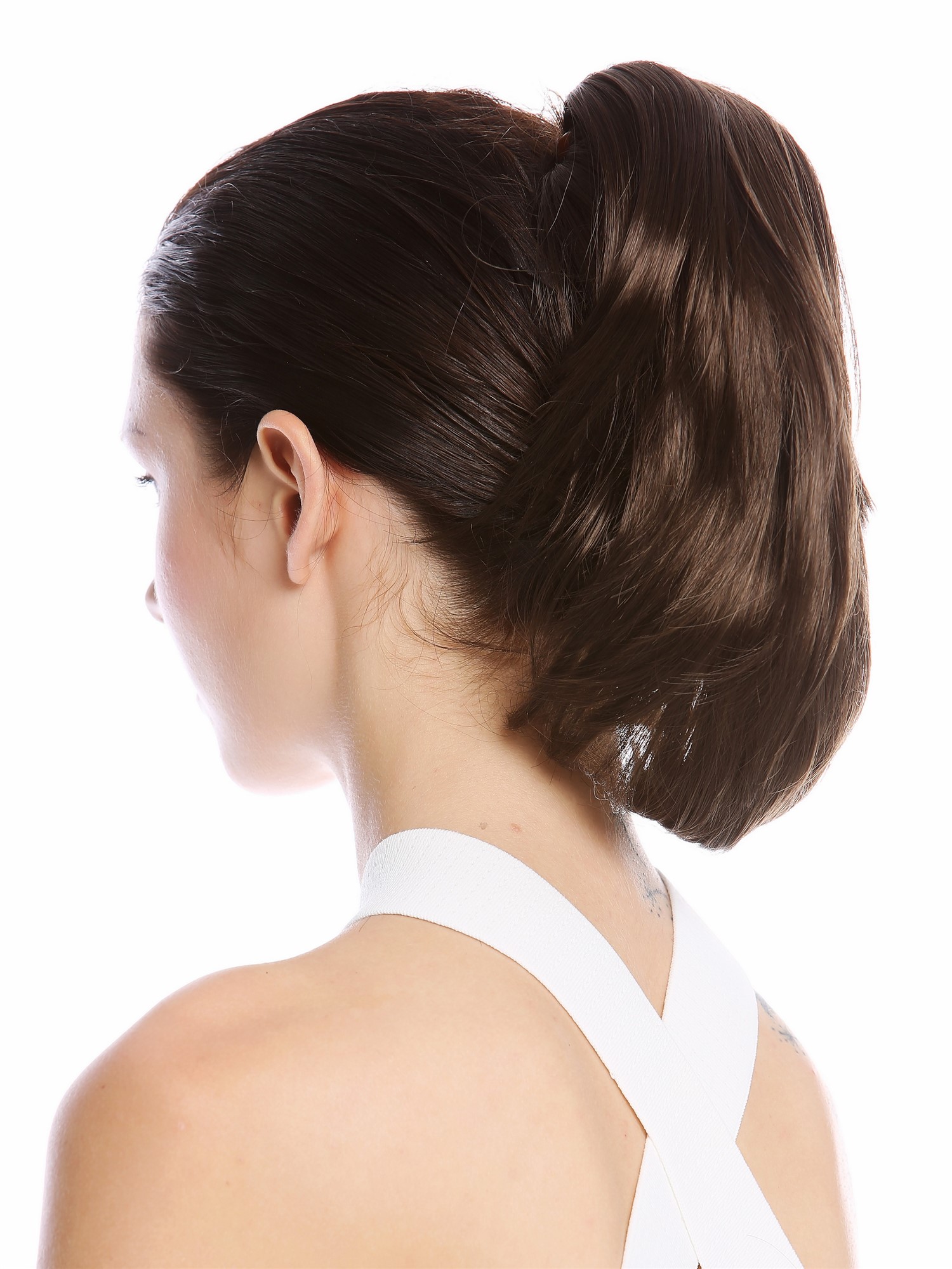 Ponytail Combs Clamp short straight slighty wavy voluminous medium brown MKB-29, view 2, WIG ME UP: Your Perücken Online Shop Ponytails, dark ash brown, wavy, short