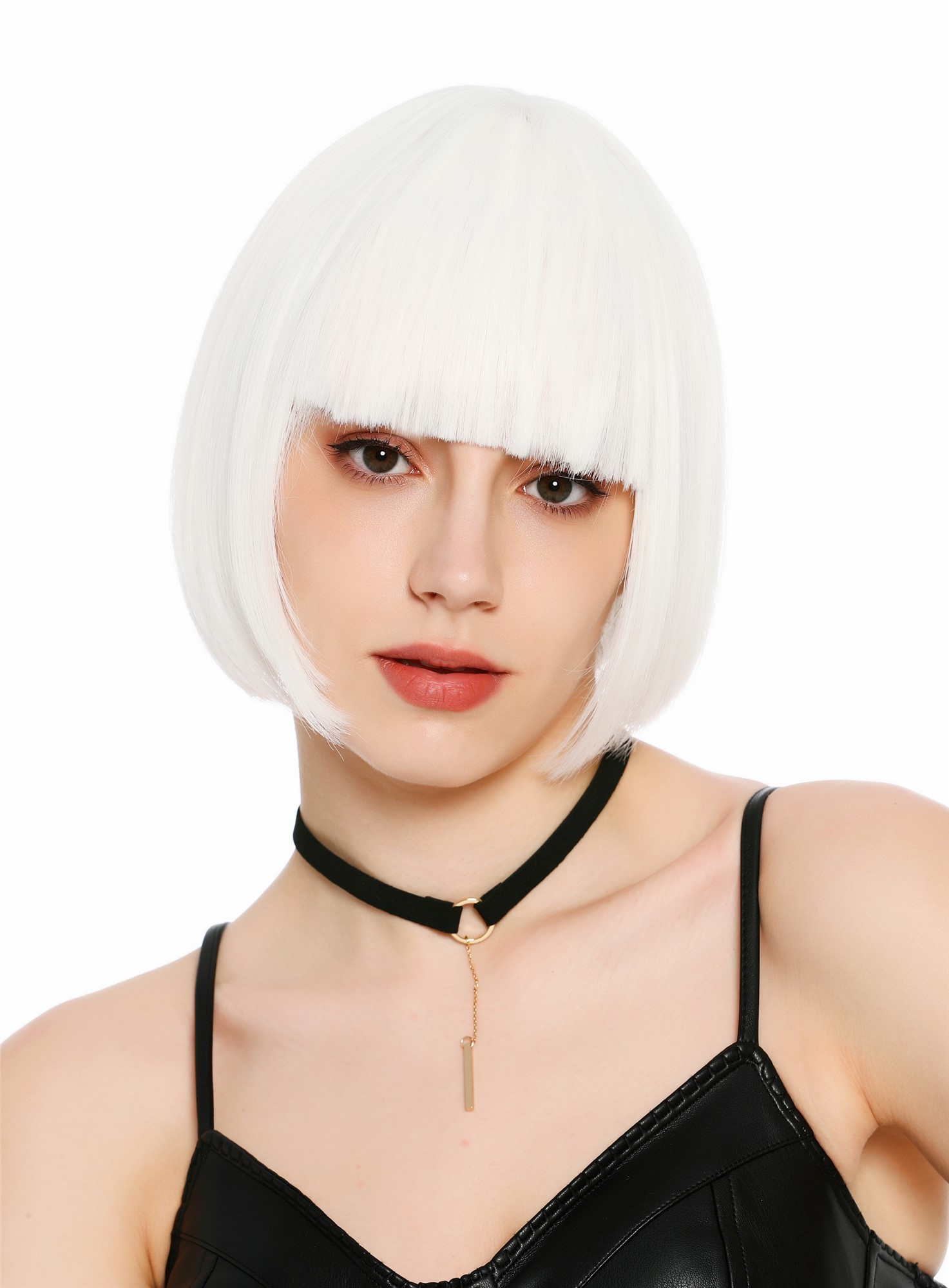 Damenperücke kurz Bob Pony glatt weiß SZL0751-FHY60
