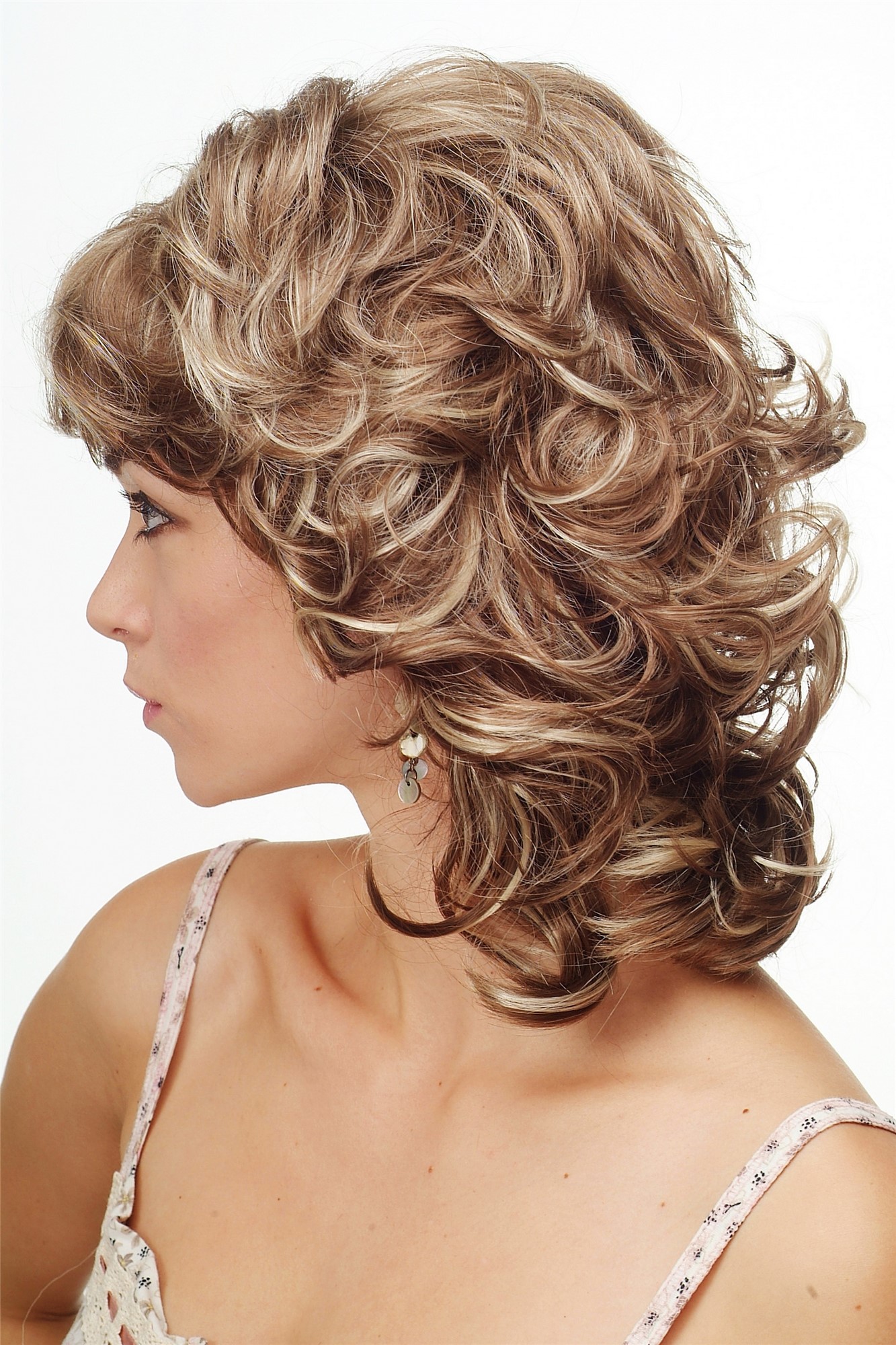 Quality Wigs, Ladies, medium brown-light blonde mix, wavy, shoulder-length