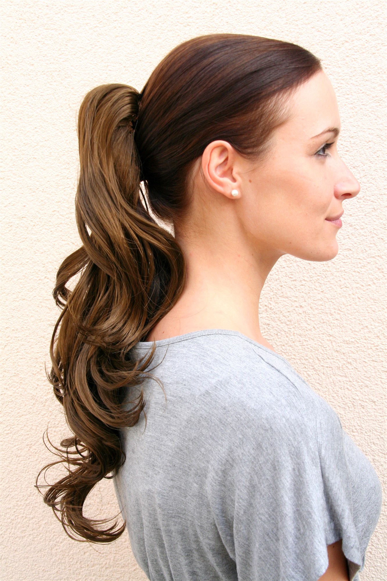 Ponytails, medium golden brown, wavy, long