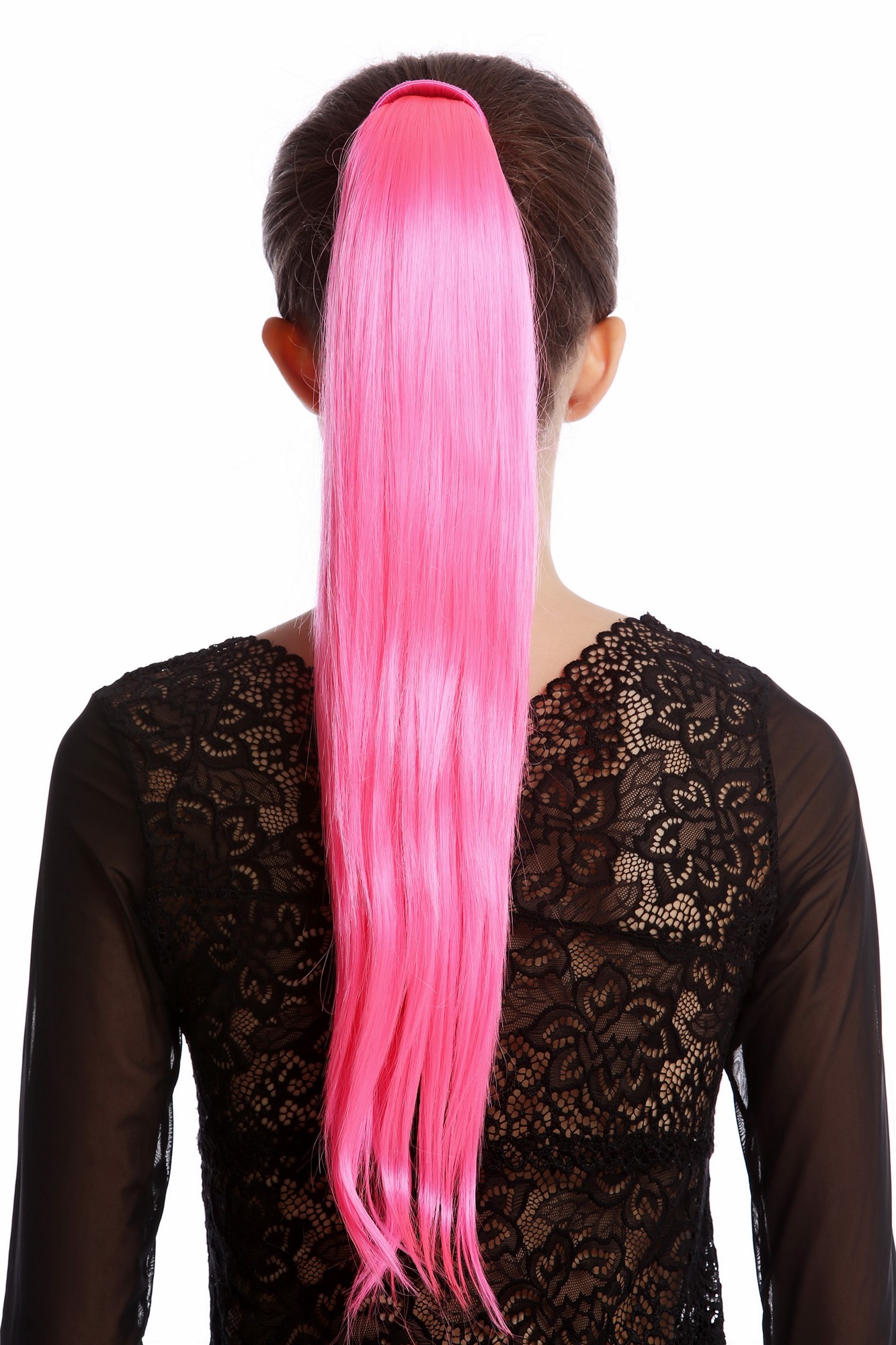 hochwertiges Haarteil Zopf glattes Haar Steckkamm & Haarreif Rosa Srosy-C8, Ansicht 2, WIG ME UP: Ihr Perücken Online Shop glattes Zopf-Haarteil Rosa 55 cm lang
