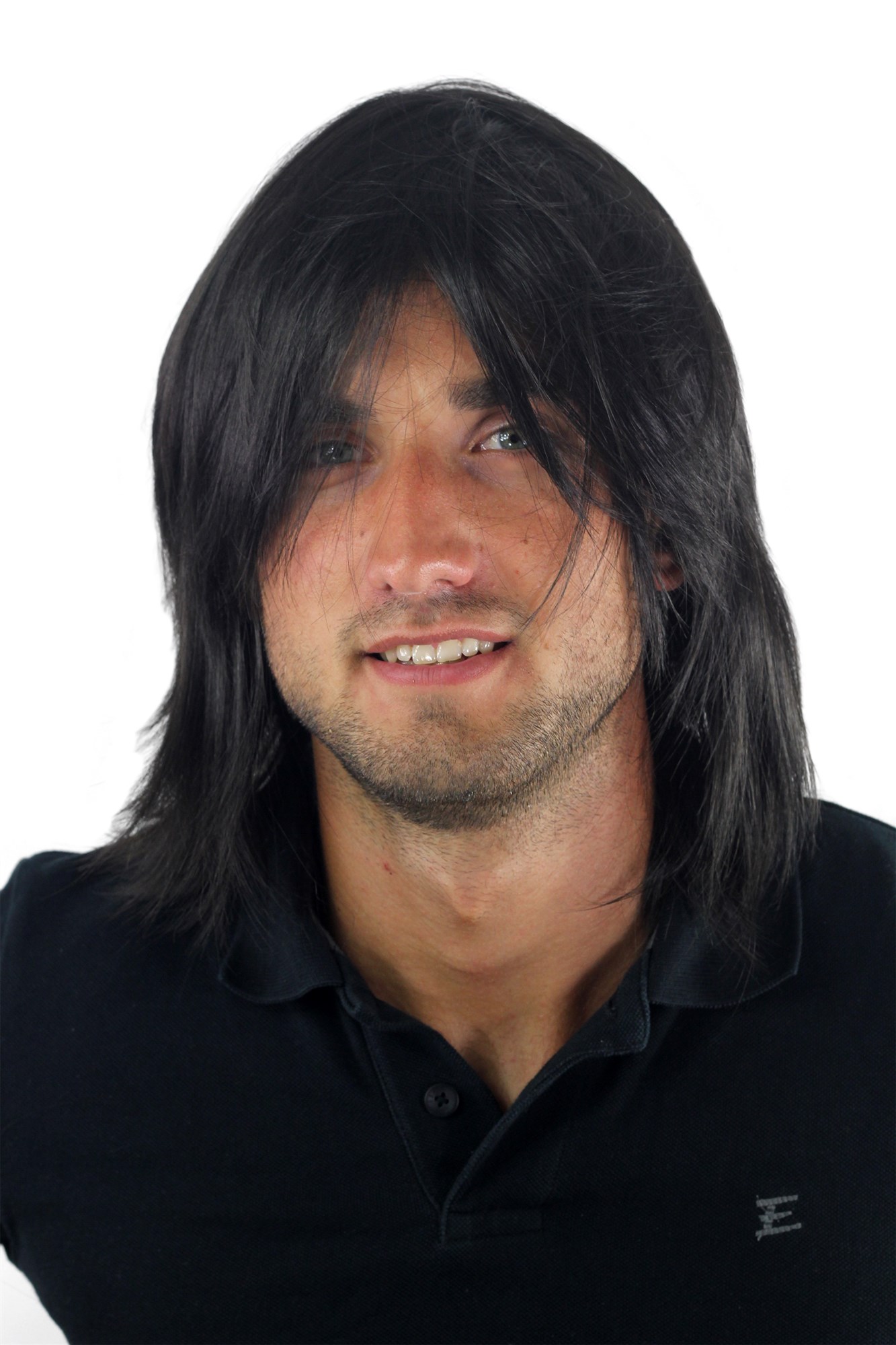 Quality Wigs, Men, black-brown, straight, shoulder-length