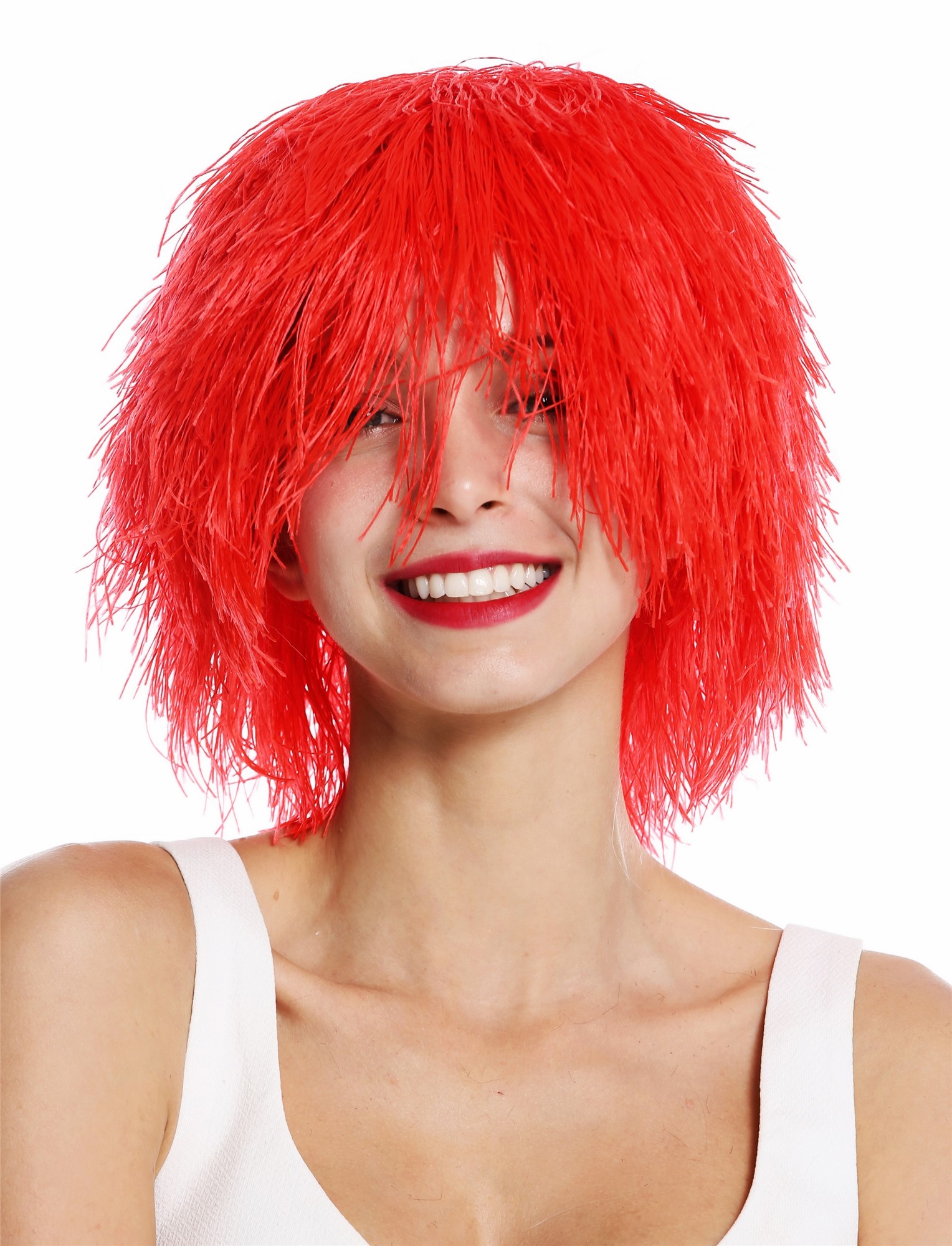 Party Wig, Unisex, bright red, wavy, short