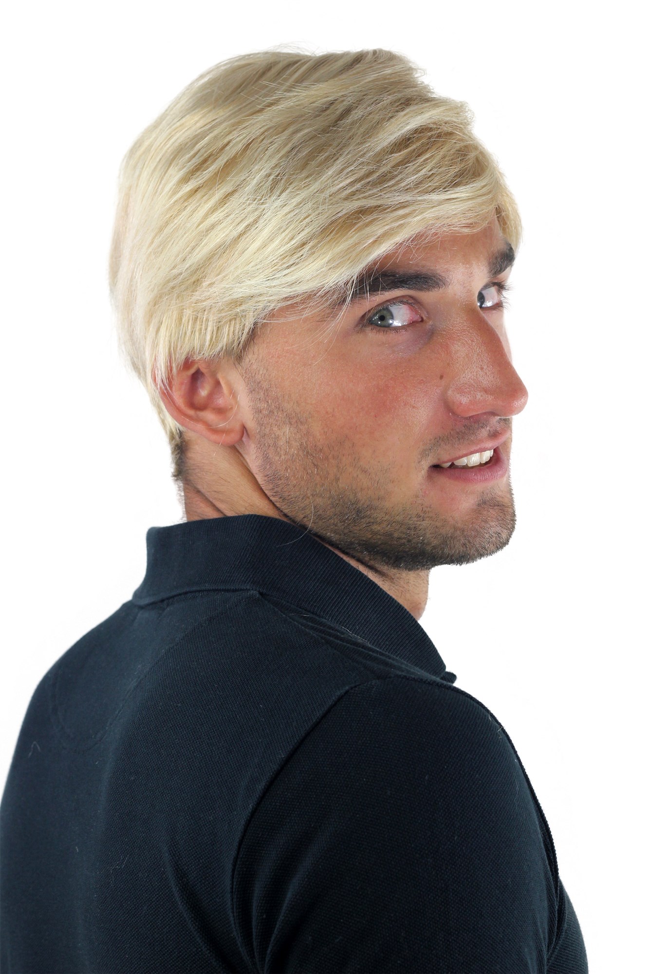 glatte Tressen-Perücke mit Kopfhaut-Imitat Blond-Mix kurze Haare für Herren