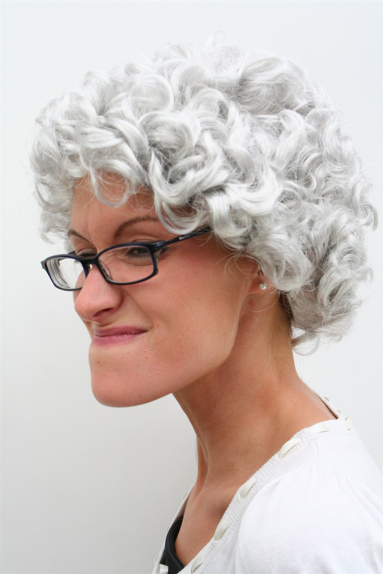 Party/Fancy Dress/Halloween Lady WIG grey curl GRANNY old spinster woman dame Grandmother, view 2, WIG ME UP: Your Perücken Online Shop Party Wig, Ladies, Grey, curled, short