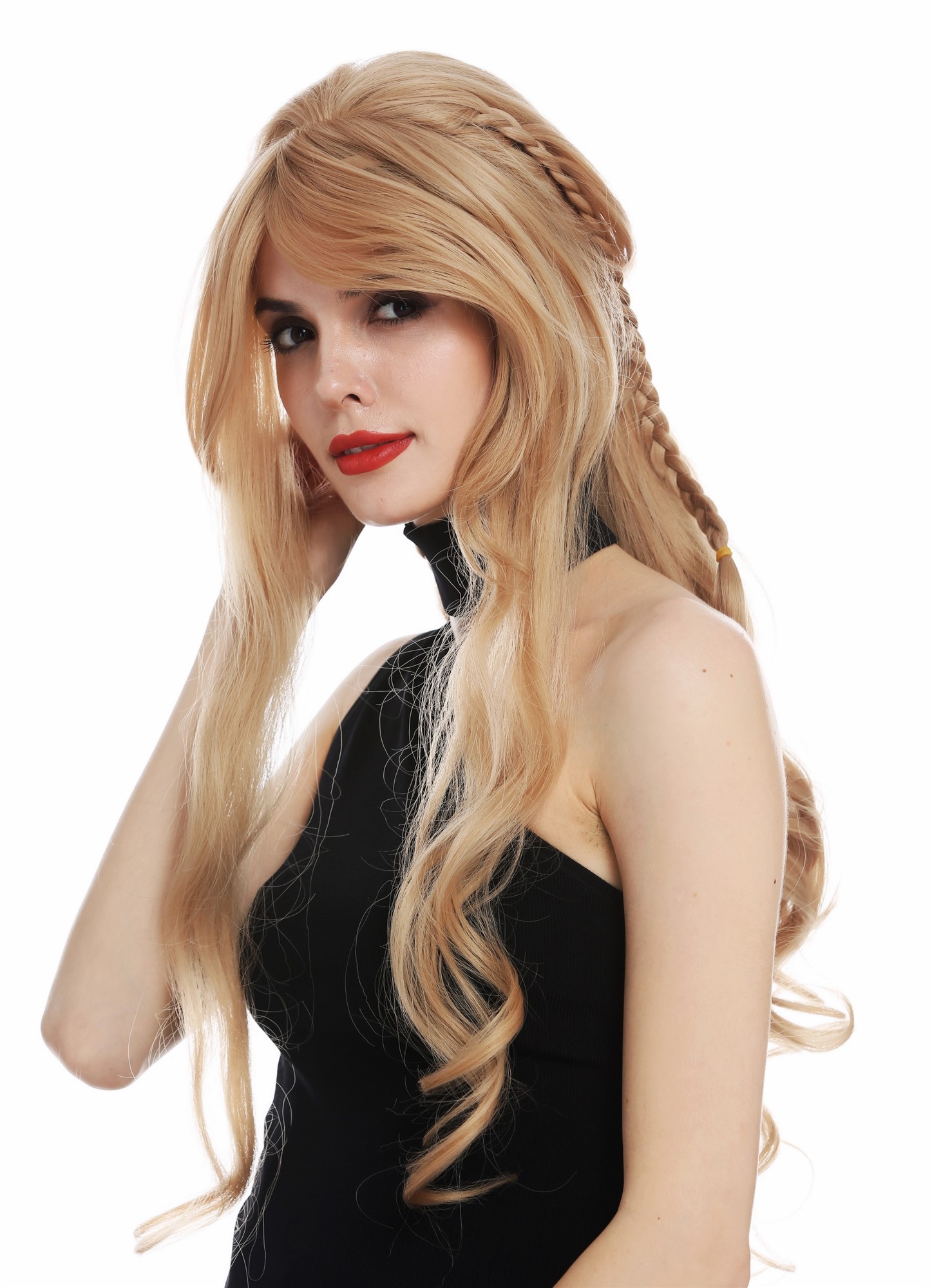 Lady wig lace front long wavy curls elaborately braided blonde WL-5071LS-LF, view 2, WIG ME UP: Your Perücken Online Shop Quality Wigs, Ladies, straw blonde, Braided, long