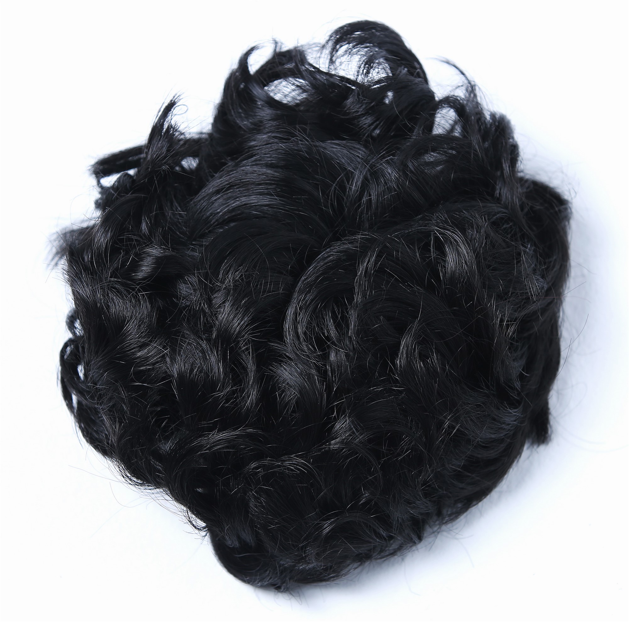 Hair Bun, velvet black, curled, long