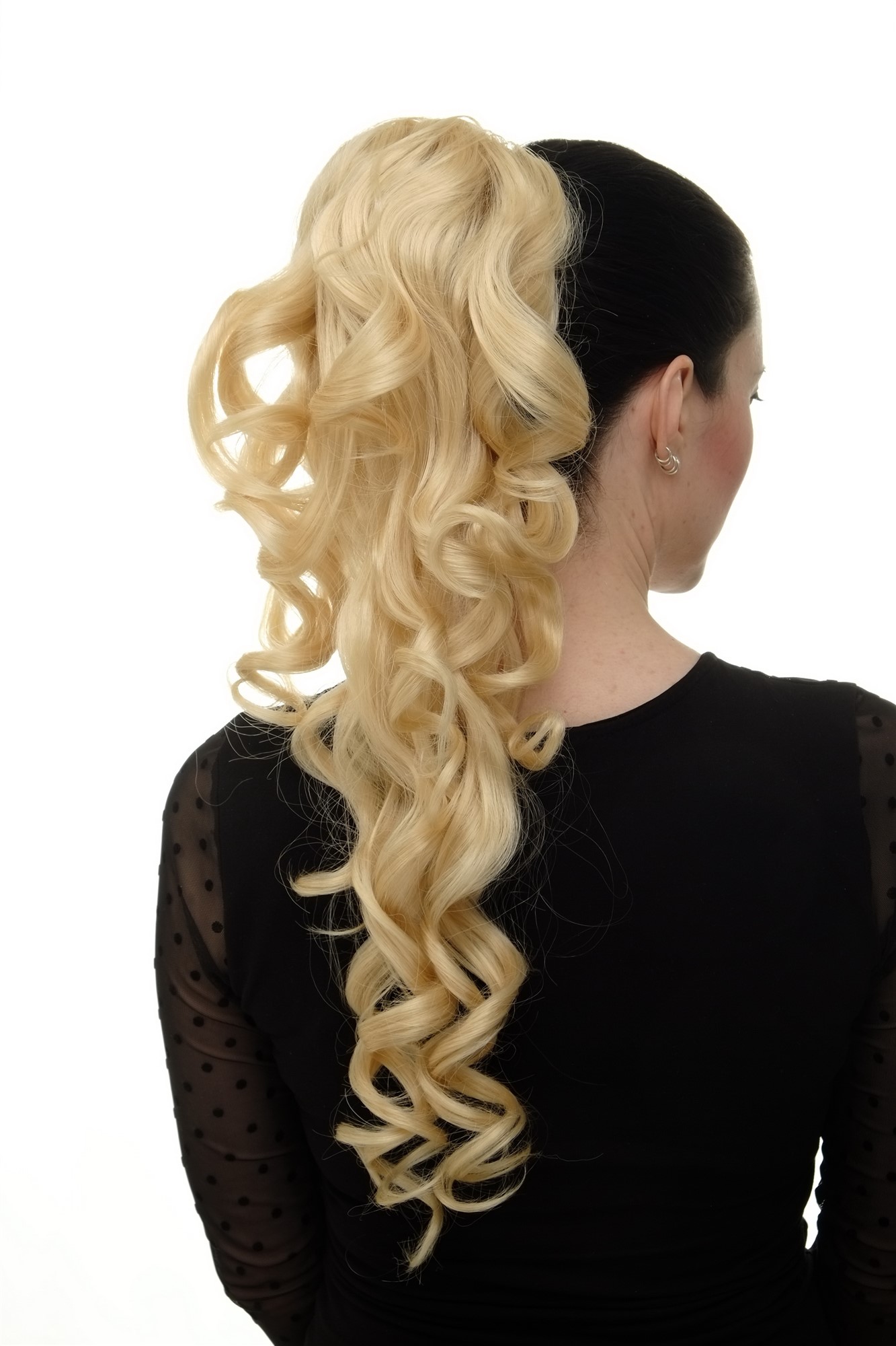 Ponytail combs elastic string curly voluminous very long very bright blond WK03, view 4, WIG ME UP: Your Perücken Online Shop Ponytails, golden-light blonde, curled, long