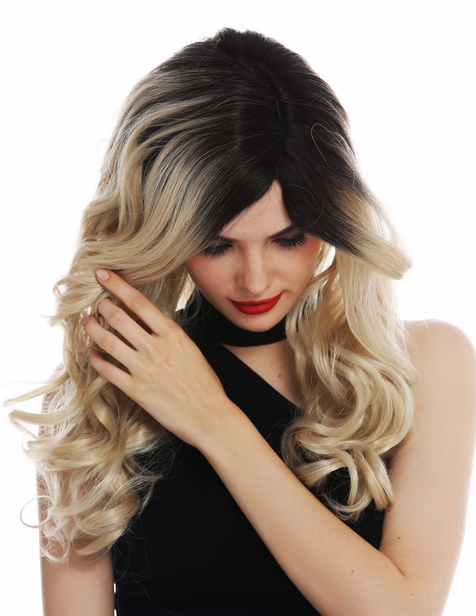 Quality Wigs, Ladies, blonde-brown mix, curled, long