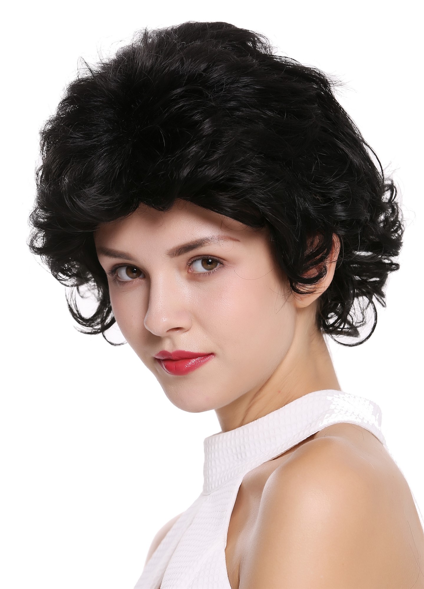 Lady women wig short wild teased voluminous quiff backcombed 80s black M-270, view 3, WIG ME UP: Your Perücken Online Shop Quality Wigs, Ladies, Black, wavy, short