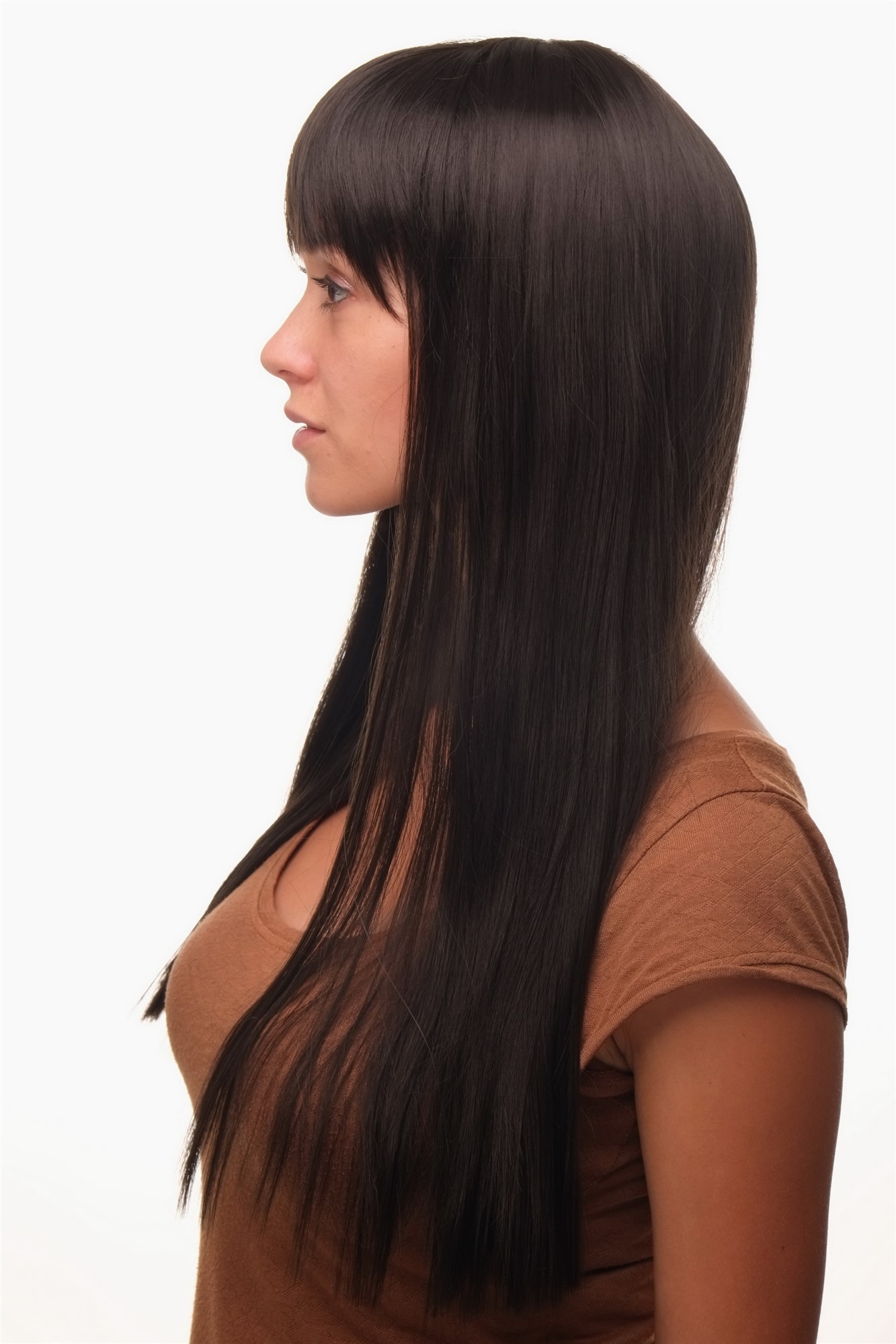 WIG ME UP ® GFW373-4 Sexy Lady  Wig long straight fringe bangs dark brown 23", view 3, WIG ME UP: Your Perücken Online Shop Quality Wigs, Ladies, dark brown, straight, long