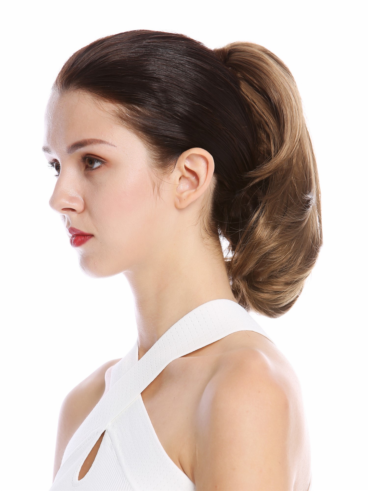 Ponytail Combs Clamp short straight slighty wavy voluminous golden brown MKB-29, view 3, WIG ME UP: Your Perücken Online Shop Ponytails, golden brown, curled, short