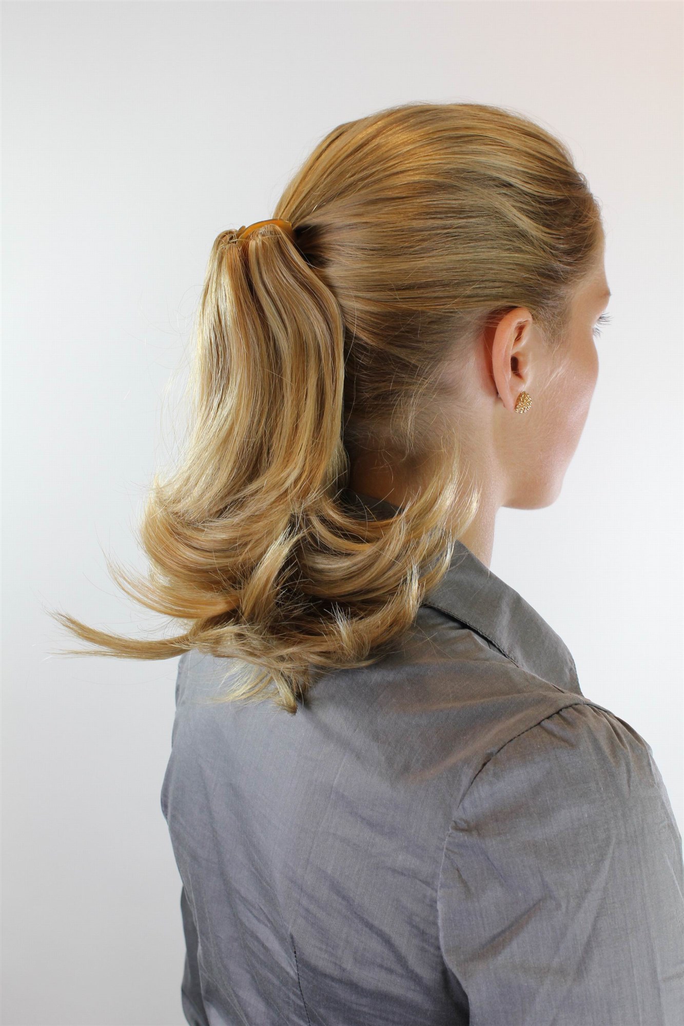 Hairpiece PONYTAIL extension SHORT curving ends MIXED BLOND strands BRO-506-27CH24B, view 2, WIG ME UP: Your Perücken Online Shop Ponytails, blond mix, wavy, short