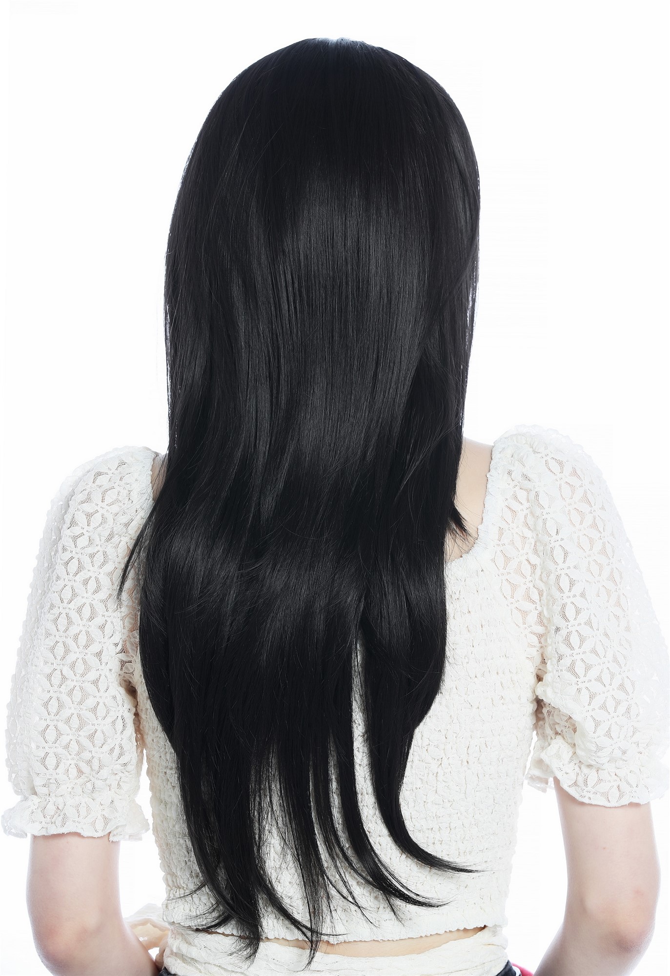 hochwertige Qualitätsperücken, Perücke Halbperücke Stirnband lang glatt Braun Dunkelbraun H9306-4, Ansicht 6, WIG ME UP: Ihr Perücken Online Shop glatte Tressen-Perücke mit Stirnband Dunkelbraun lange Haare für Damen