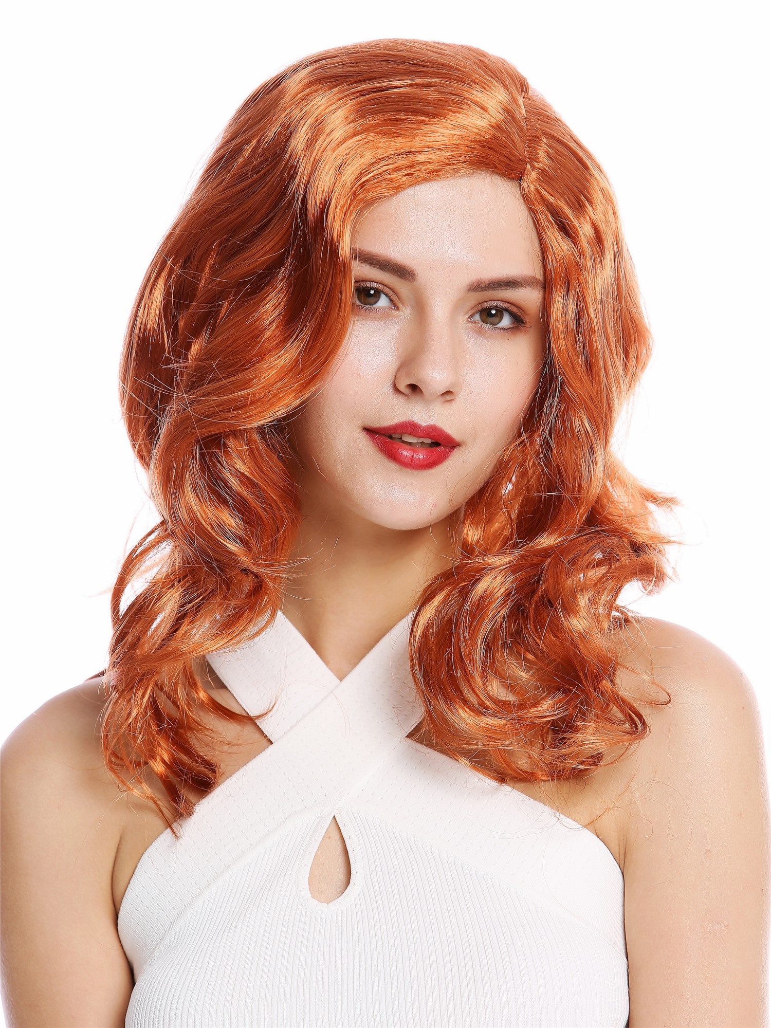 Lady party wig long wavy middle-parting coppery brown copper light auburn 90831, view 2, WIG ME UP: Your Perücken Online Shop Party Wig, Ladies, Red, wavy, long