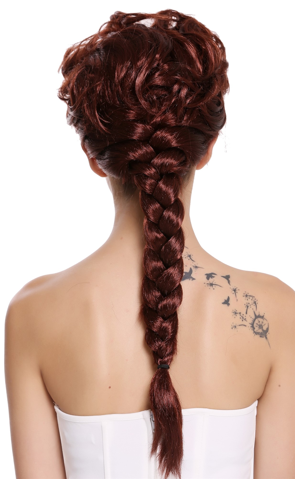 Baroque Lady Party Wig reddish brown long braided ponytail  051-P340, view 4, WIG ME UP: Your Perücken Online Shop Party Wig, Ladies, Brown, Braided, long