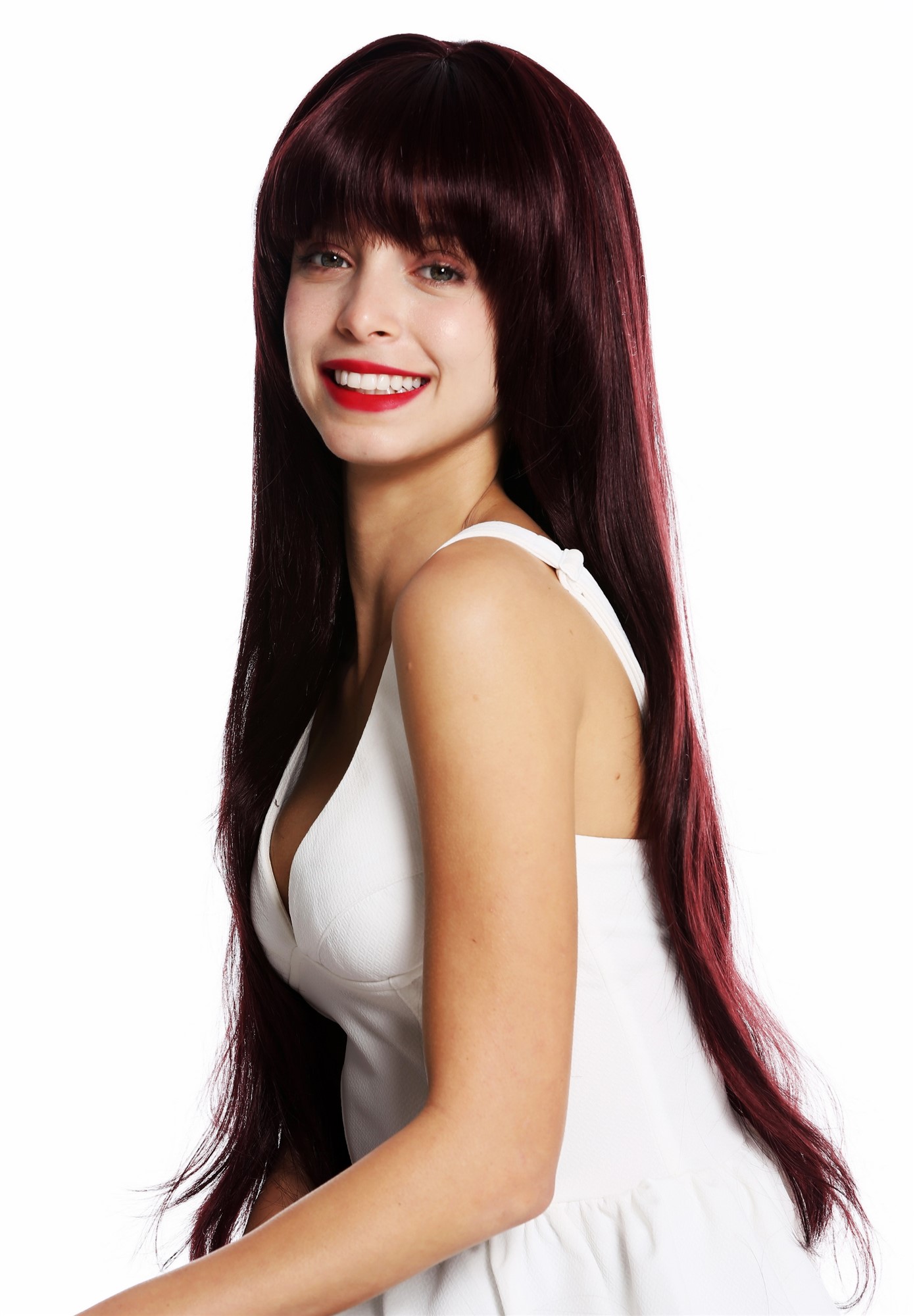 Quality Wigs, Ladies, eggplant red, straight, very long