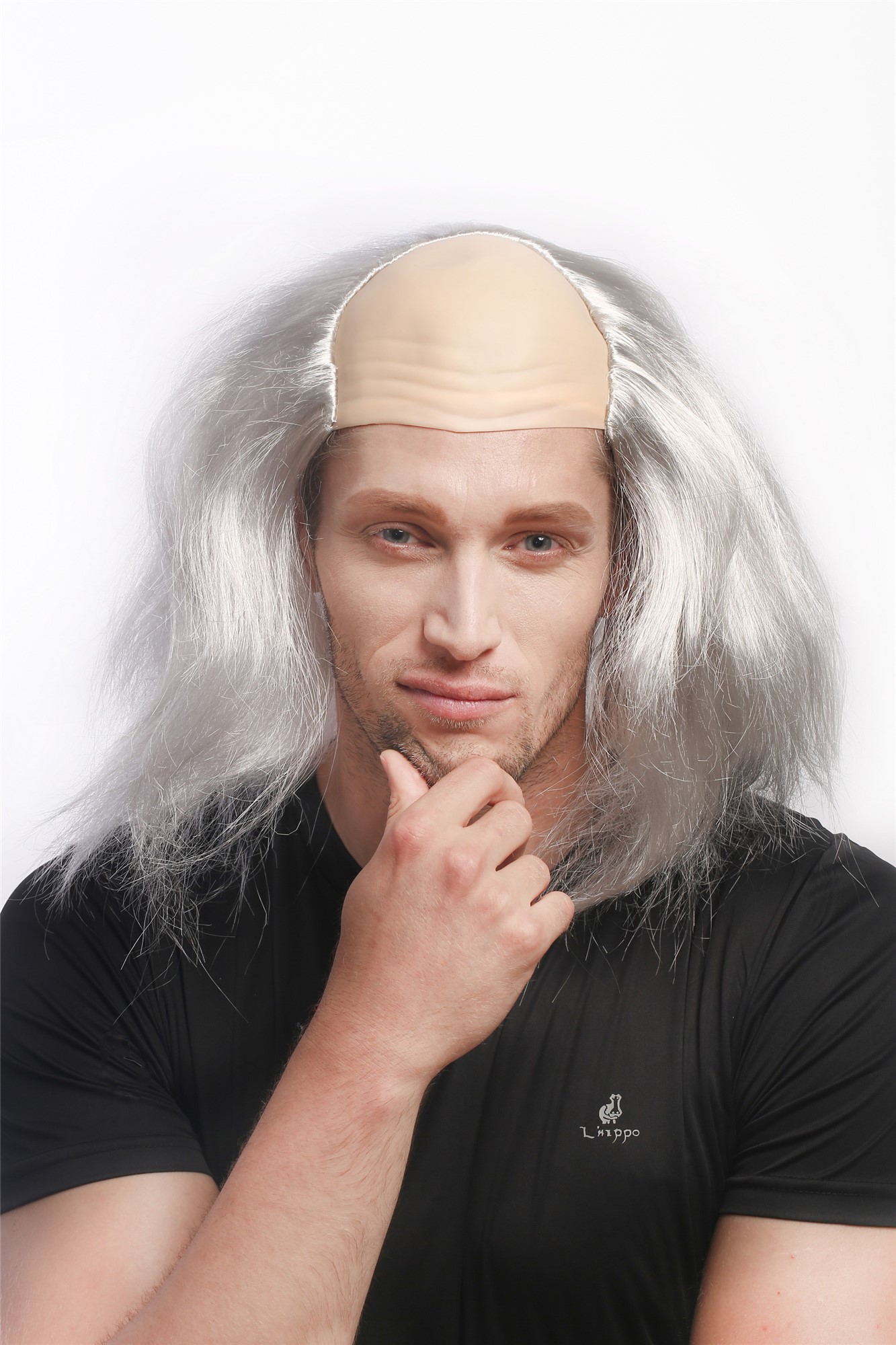 günstige Party Perücke, Perücke Grau Stirnglatze Igor Professor DH1132-P309, Ansicht 2, WIG ME UP: Ihr Perücken Online Shop glatte Party Perücke Grau schulterlange Haare für Herren