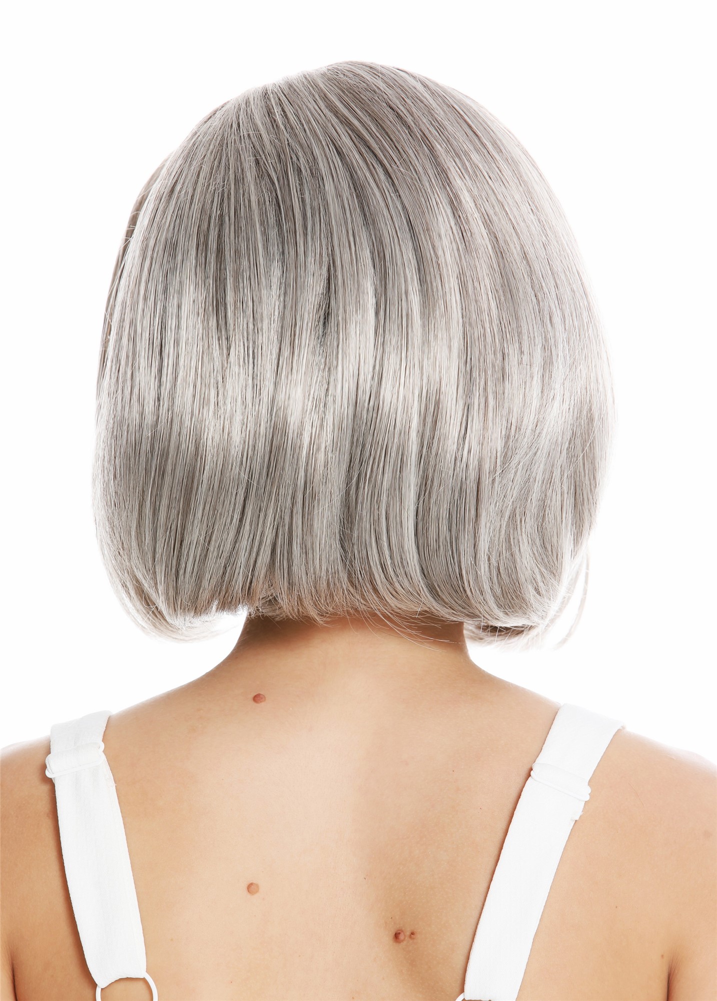 hochwertige Qualitätsperücken, Perücke Kurz Stirnband Retro Grau GFW948-H-51, Ansicht 4, WIG ME UP: Ihr Perücken Online Shop glatte Tressen-Perücke mit Gummizug und Stirnband Grau-Schwarz-Mix kurze Haare für Damen