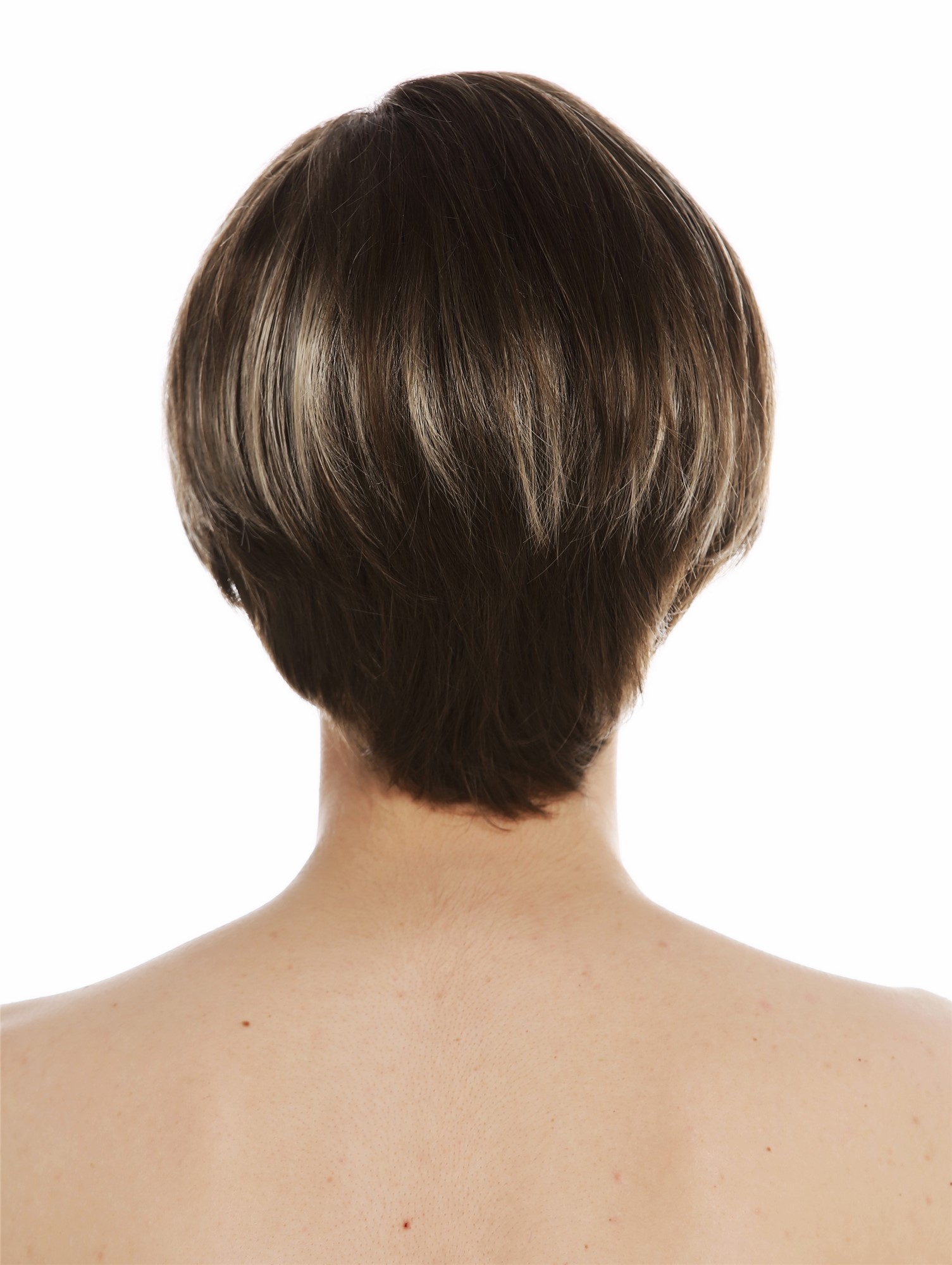 hochwertige Qualitätsperücken, Perücke Monofilament kurz glatt Braun Blond gesträhnt CST-MT-12/26, Ansicht 6, WIG ME UP: Ihr Perücken Online Shop glatte Tressen-Perücke mit Teil-Mono Scheitel Braun-Blond-Mix kurze Haare für Unisex