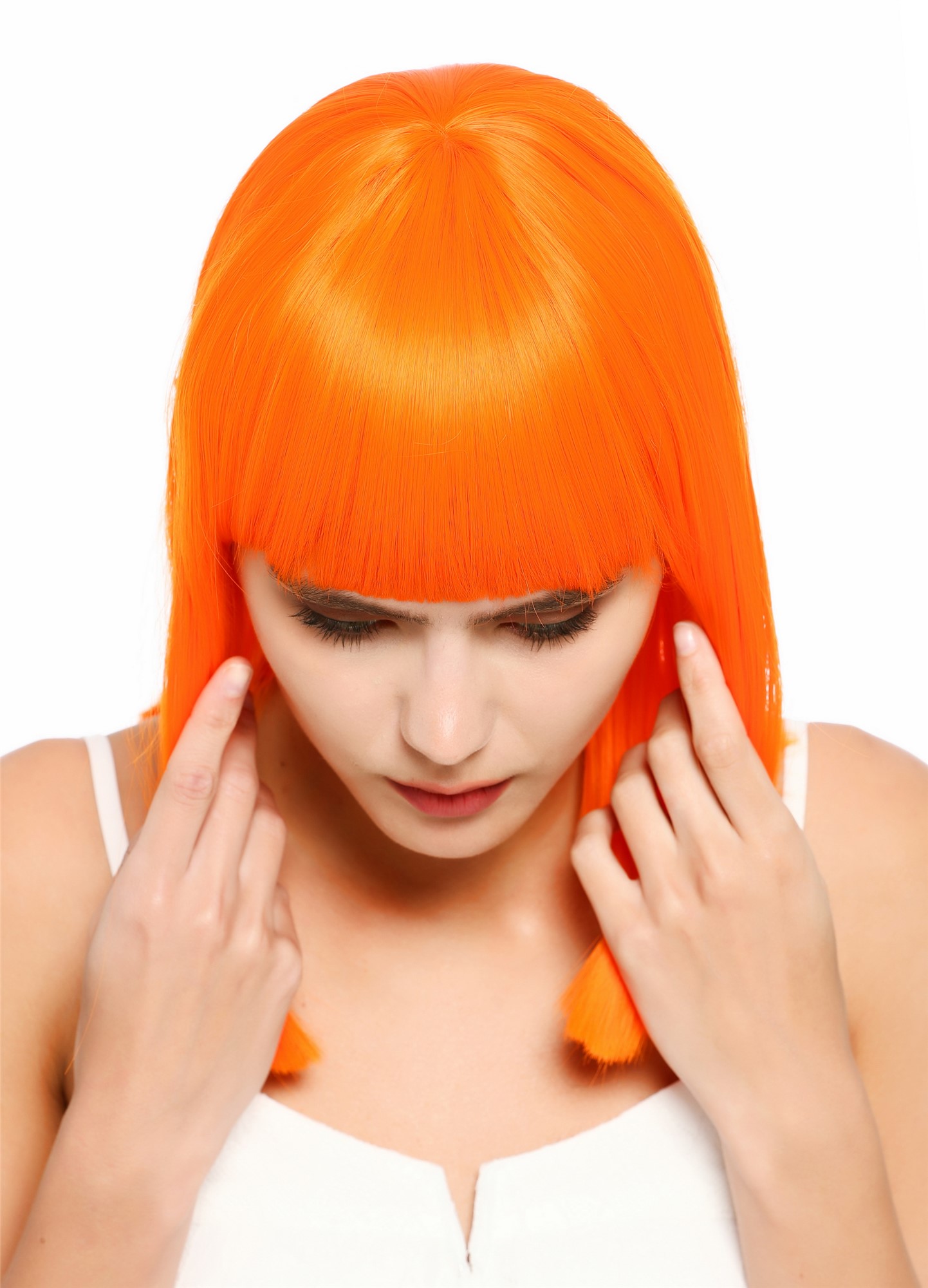 Damenperücke schulterlang blunt glatt breiter Pony Disco Orange SZL1498-DHT2202