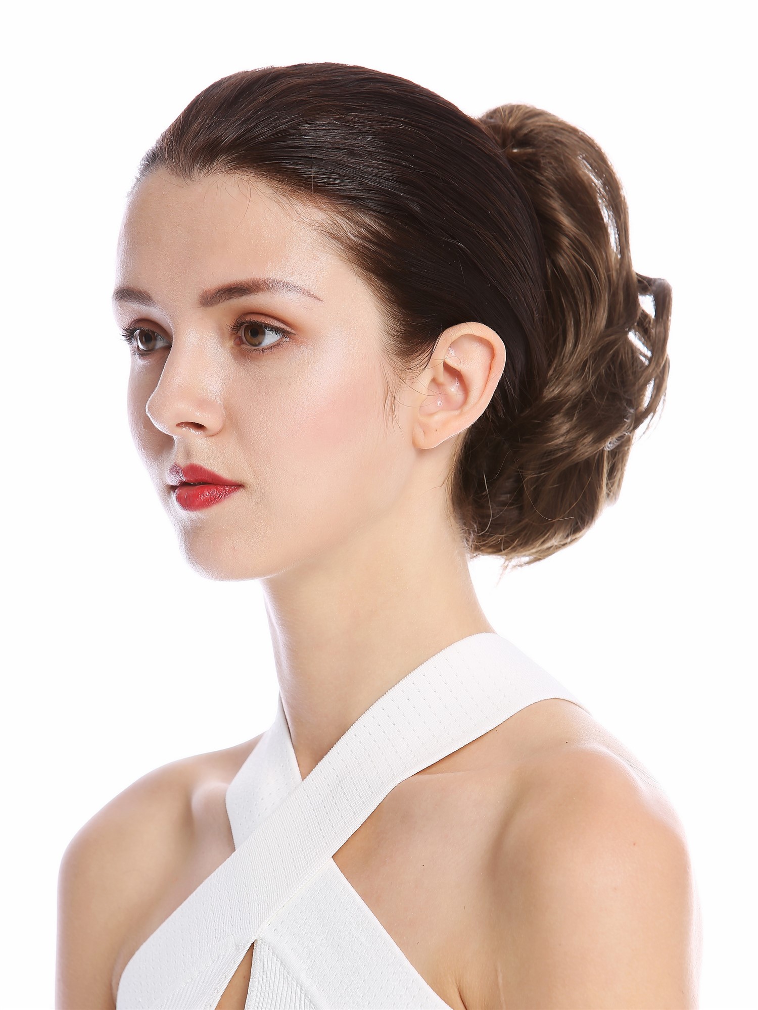 Ponytail Hairpiece Extensions short great volume wavy medium brown 8" 1028-V-8, view 3, WIG ME UP: Your Perücken Online Shop Ponytails, dark ash brown, straight, short