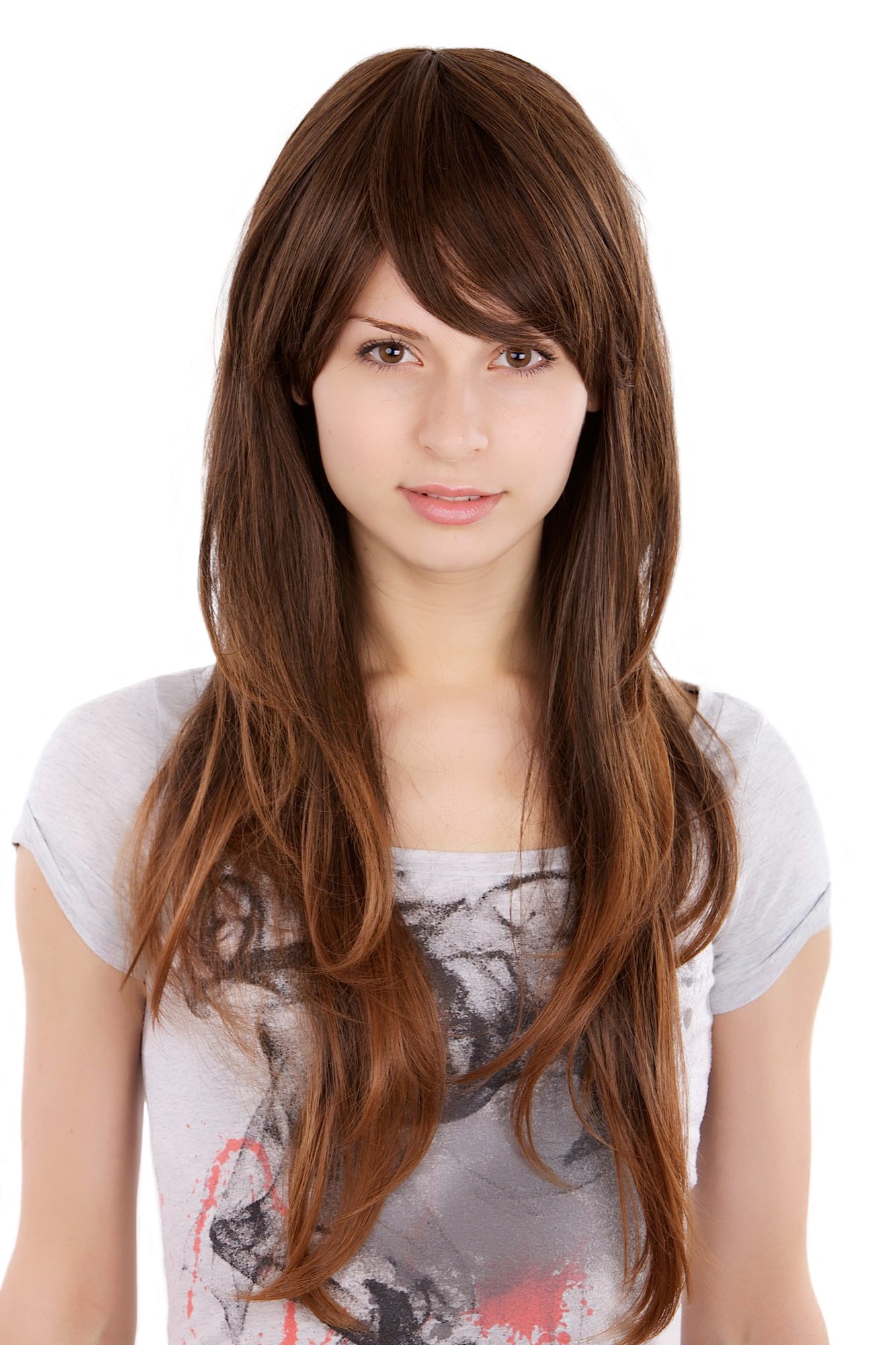 Lady wig women very long straight slghtly wavy layered chestnut brown mix 3251, front view, WIG ME UP: Your Perücken Online Shop Quality Wigs, Ladies, Brown, straight, long