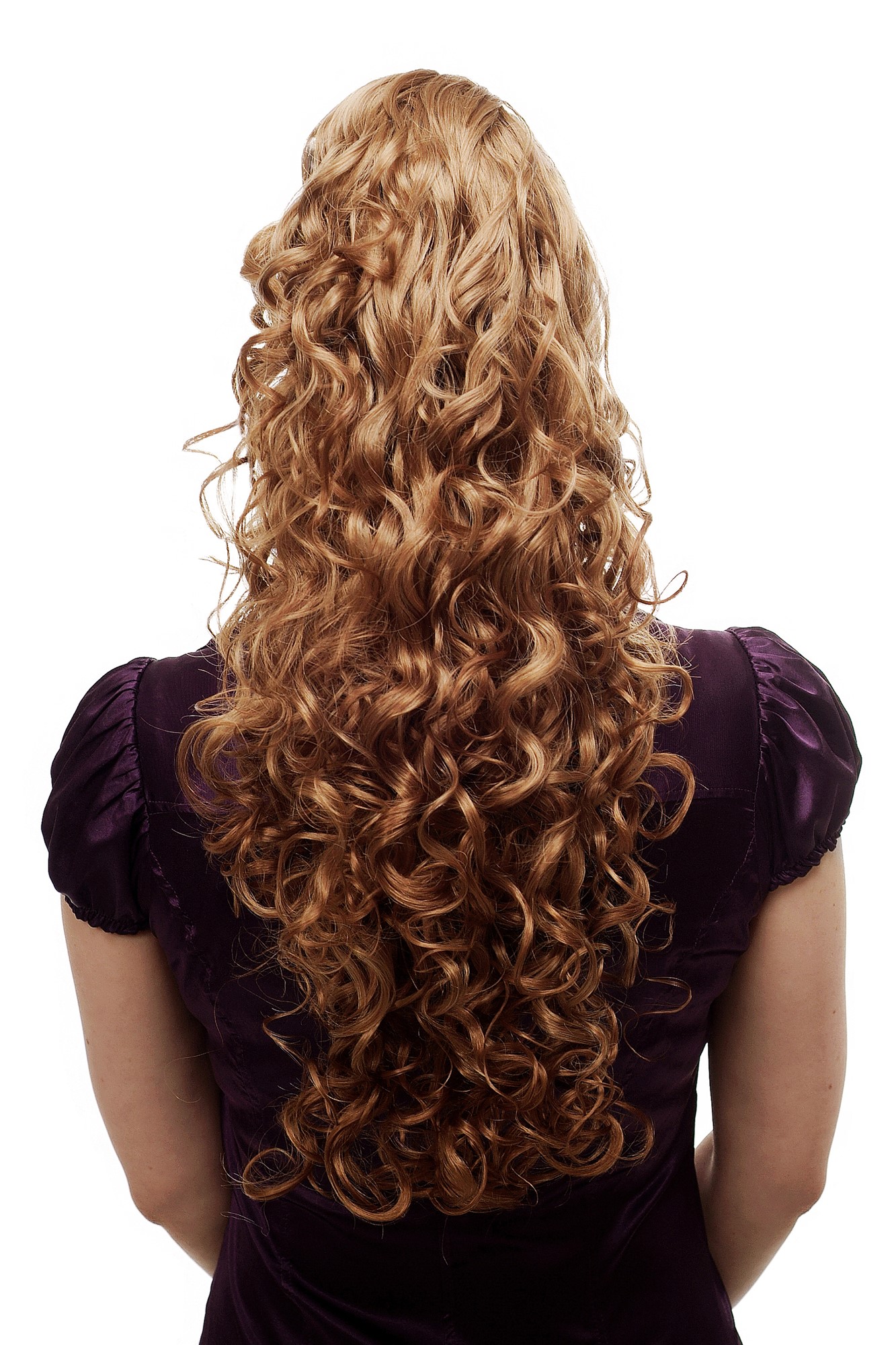 N310-24BT27 Hairpiece PONYTAIL extension VERY long MASSIVE volume voluminous curly AMAZING curls kinks blond mix streaked 23", front view, WIG ME UP: Your Perücken Online Shop Ponytails, blond mix, curled, long