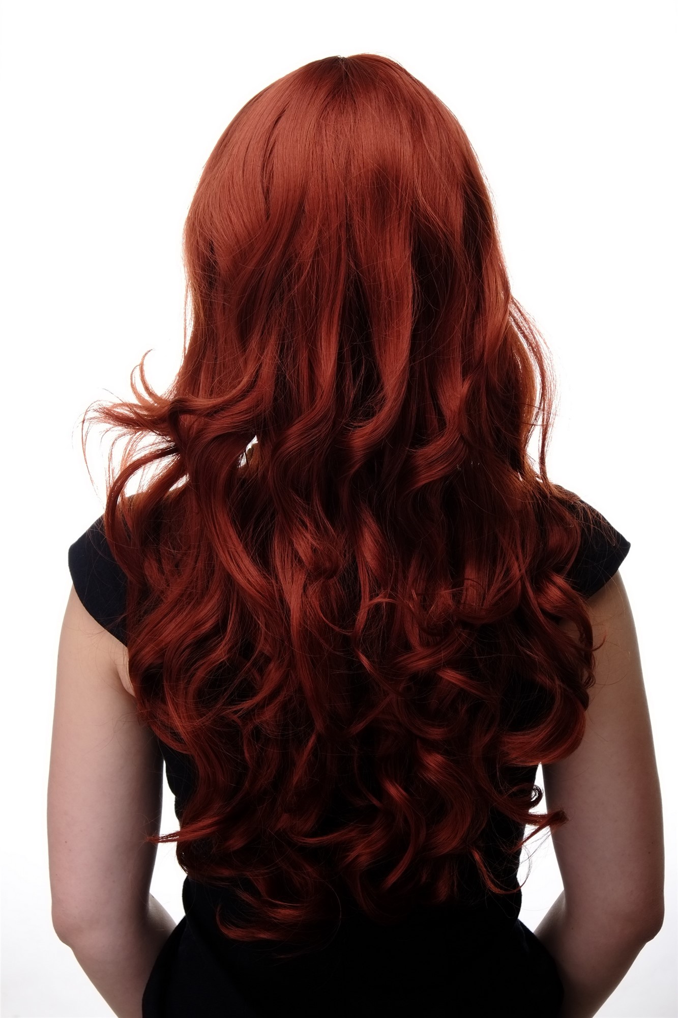 Lady wig very long curling tips straight top fringe bangs dark copper red 285, view 4, WIG ME UP: Your Perücken Online Shop Quality Wigs, Ladies, copper, curled, long