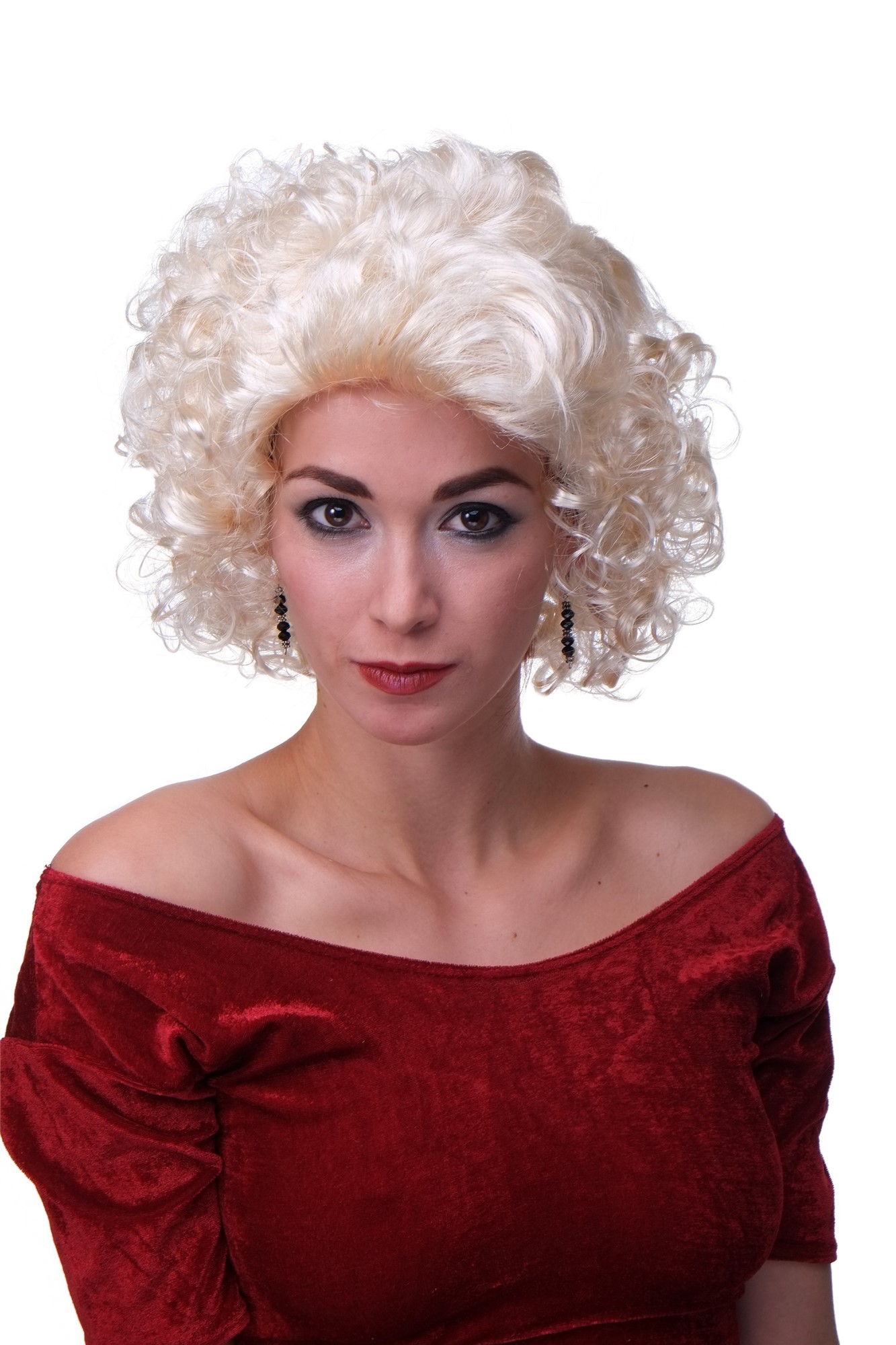 Party/Fancy Dress/Halloween Lady WIG curly wavy BRIGHT BLOND platinum blonde Hollywood Diva Marilyn, front view, WIG ME UP: Your Perücken Online Shop Party Wig, Ladies, Blonde, curled, short