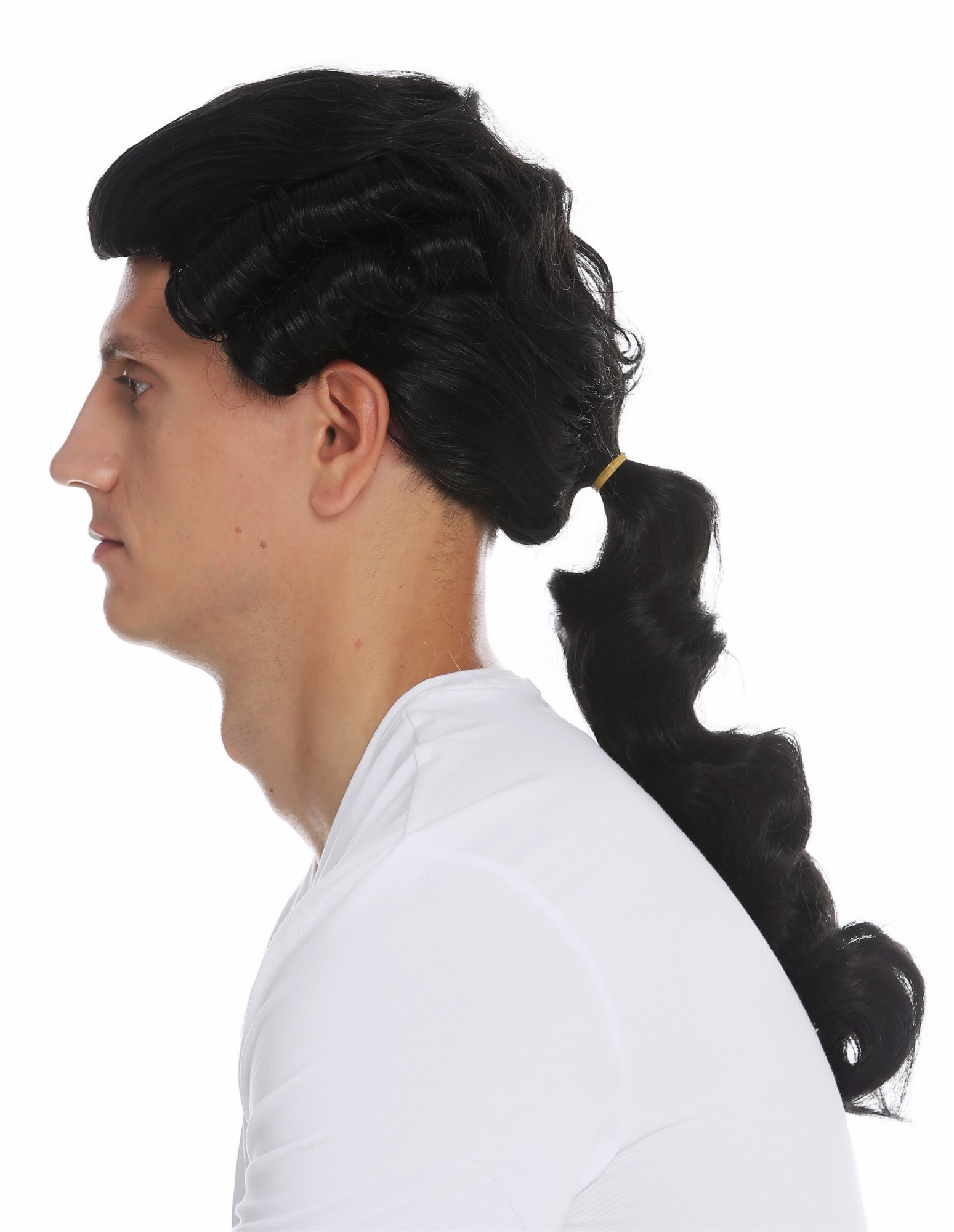 hochwertige Qualitätsperücken, Perücke Barock Edelmann Zopf Schwarz VK-31-1B, Ansicht 4, WIG ME UP: Ihr Perücken Online Shop wellige Tressen-Perücke Samtschwarz lange Haare für Herren