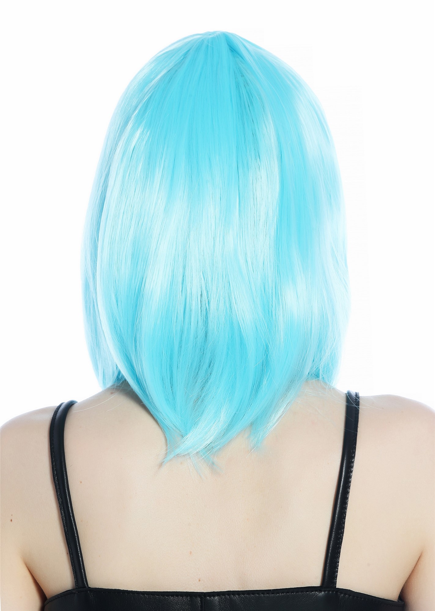 Wig Ladies Women Halloween Carnival short smooth longbob bangs light blue CW-052, view 5, WIG ME UP: Your Perücken Online Shop Party Wig, Ladies, baby blue, straight, short