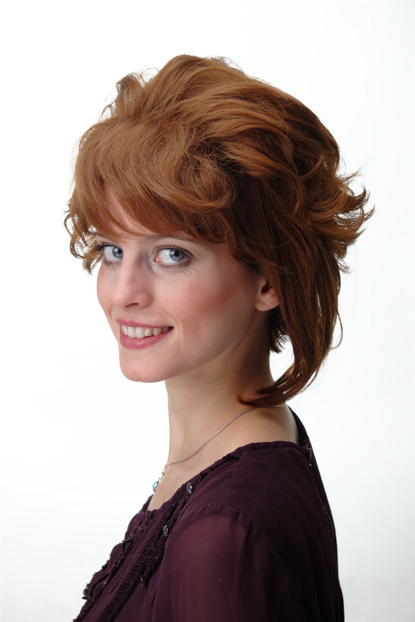 Lady women wig short wild teased up wavy reddish brown light auburn hair F2176A, view 2, WIG ME UP: Your Perücken Online Shop Quality Wigs, Ladies, Medium Rust Brown, wavy, short