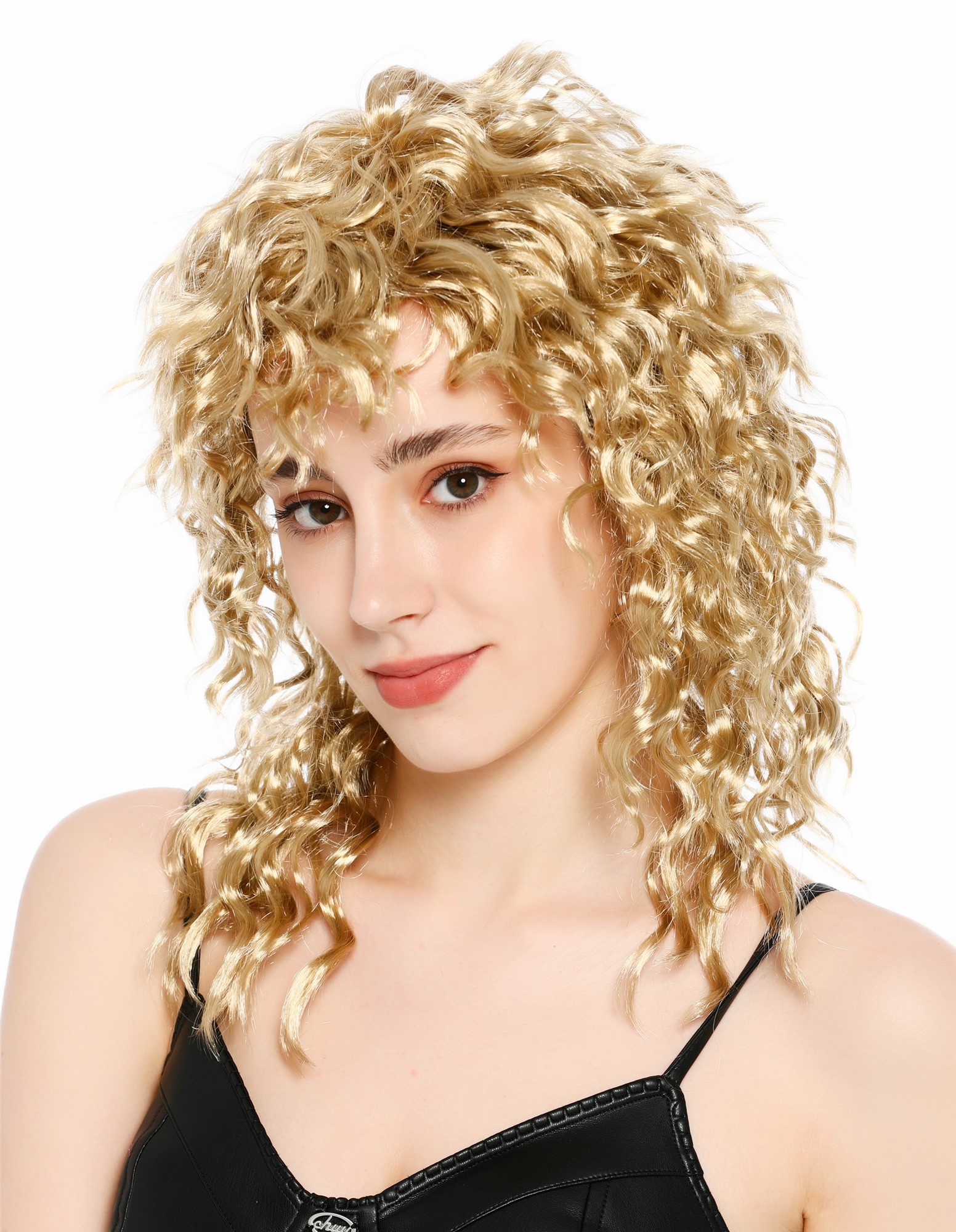lockige Party-Perücke Goldblond-Aschblond-Mix 50 cm lange Perücke für Damen