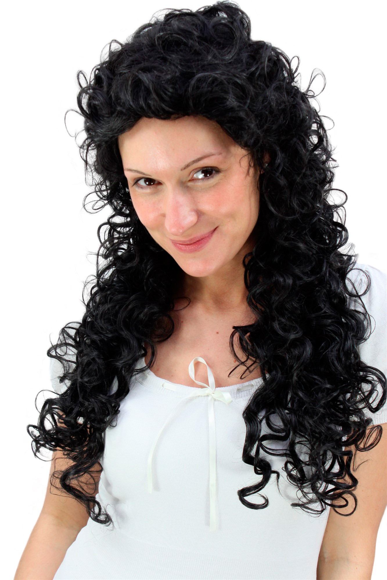 Lady wig women off black long curley curls curled latin Caribbean beauty 9229, front view, WIG ME UP: Your Perücken Online Shop Quality Wigs, Unisex, black-brown, curled, long