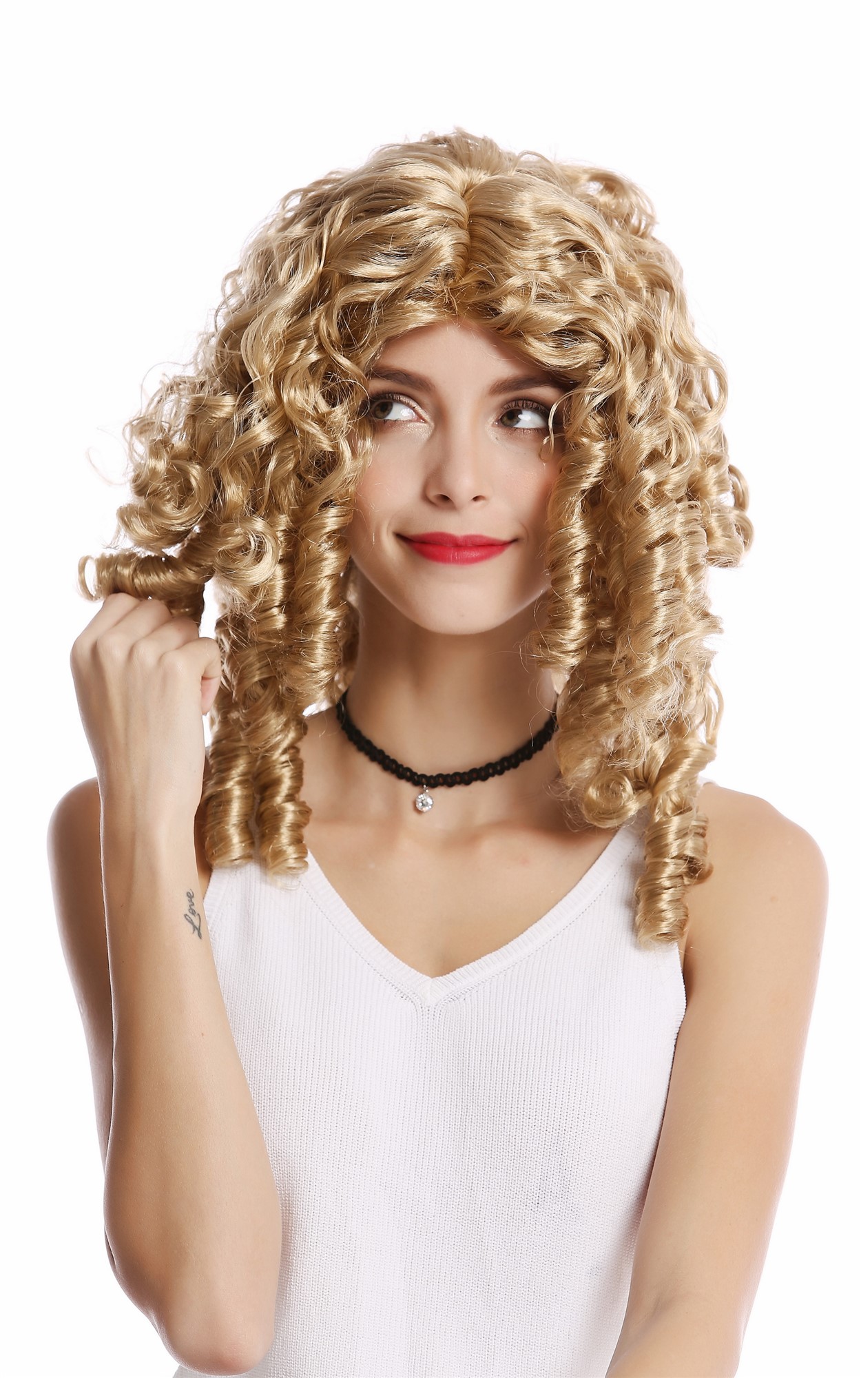 Wig Ladies Cosplay Baroque Rococo Victorian Gothic Lolita Corkskrew Curls Coils brown blond mix, view 2, WIG ME UP: Your Perücken Online Shop Party Wig, Ladies, Blonde, curled, long