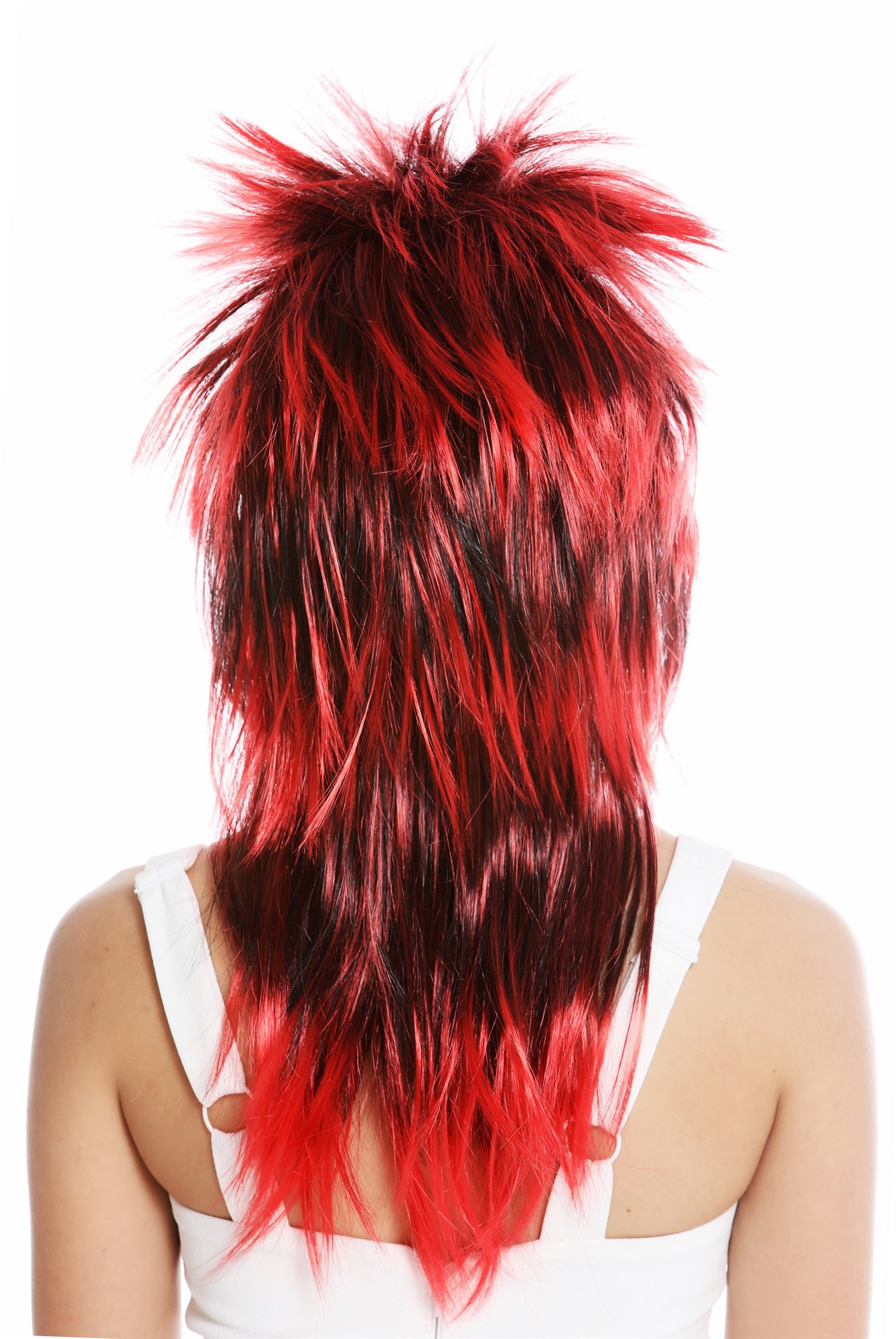 Party Wig, Unisex, black-red mix, straight, long