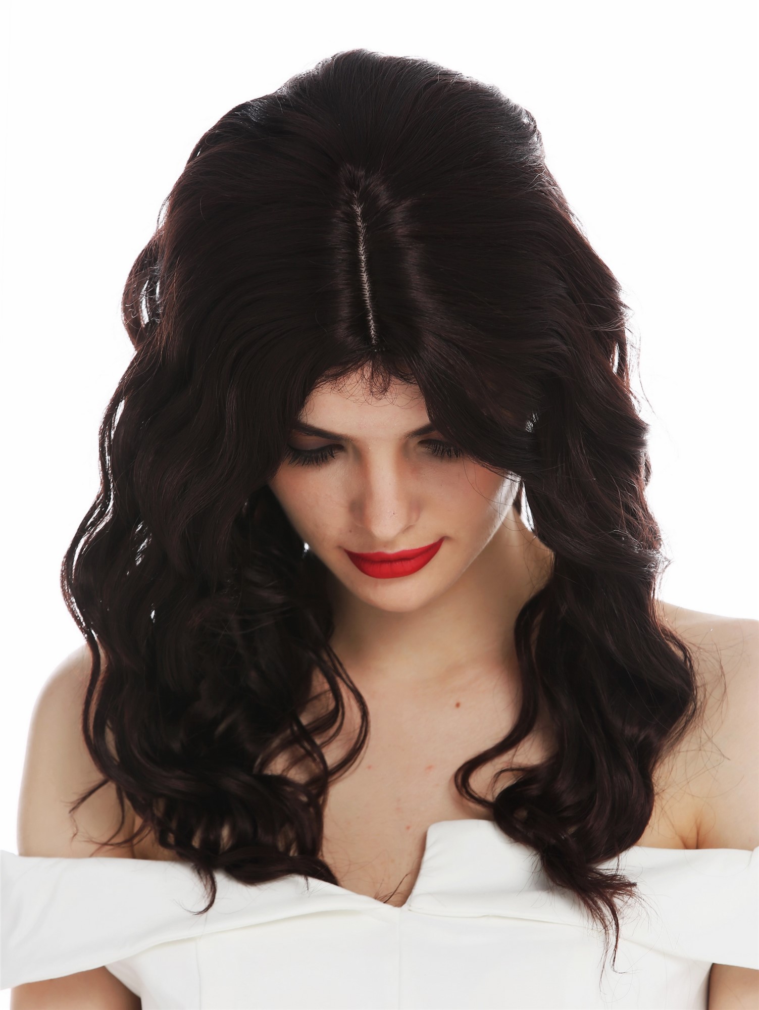 Women's wig ladies' wig long wavy water wave middle parting mahogany brown VK-9, view 4, WIG ME UP: Your Perücken Online Shop Quality Wigs, Ladies, black-brown mix, wavy, long