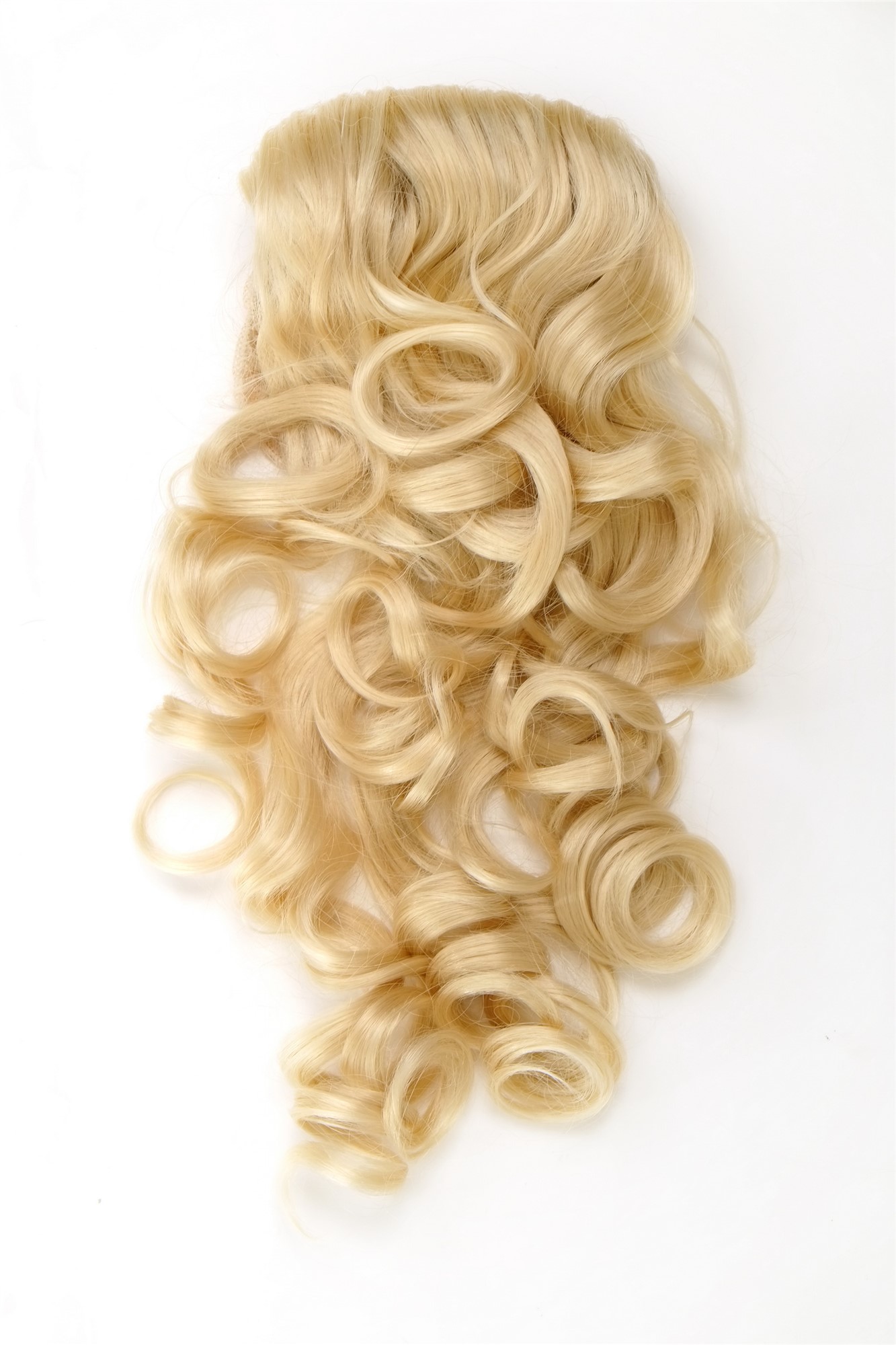 Ponytail combs elastic string curly voluminous very long very bright blond WK03, view 3, WIG ME UP: Your Perücken Online Shop Ponytails, golden-light blonde, curled, long