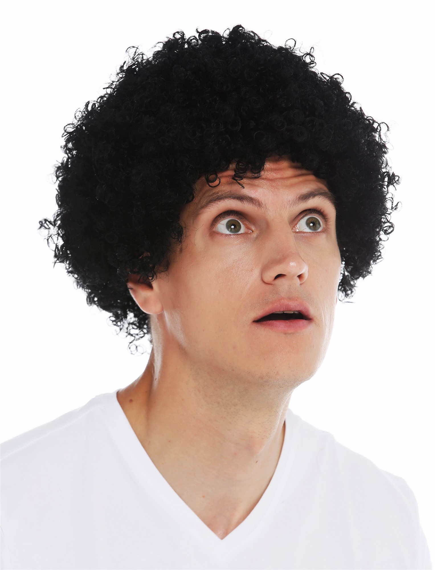 Wig woman man Halloween carnival short thick afro frizzy curls black MMAS-6M, view 3, WIG ME UP: Your Perücken Online Shop Party Wig, Unisex, pitch black, curled, short