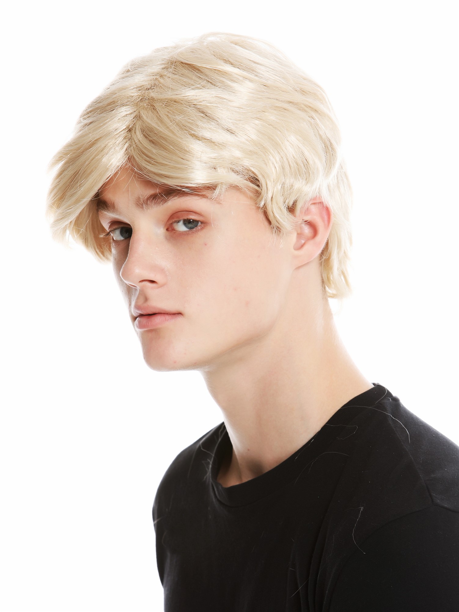günstige Party Perücke, Perücke Herren kurz Scheitel Blond PW0174-ZA83, Ansicht 3, WIG ME UP: Ihr Perücken Online Shop wellige Party Perücke Hellblond schulterlange Haare für Herren