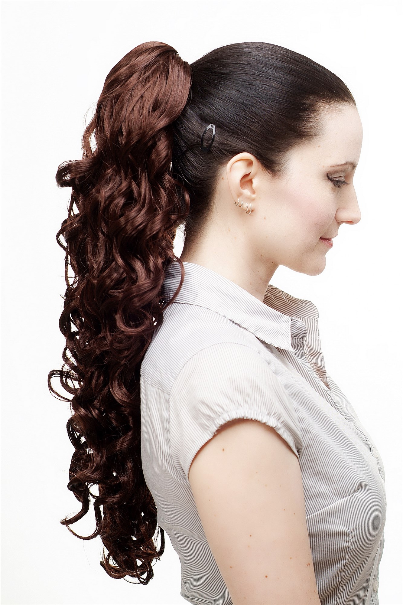 N310-33 Hairpiece PONYTAIL extension VERY long MASSIVE volume voluminous curly AMAZING curls kinks dark auburn red brown 23", view 4, WIG ME UP: Your Perücken Online Shop Ponytails, chestnut brown, curled, long