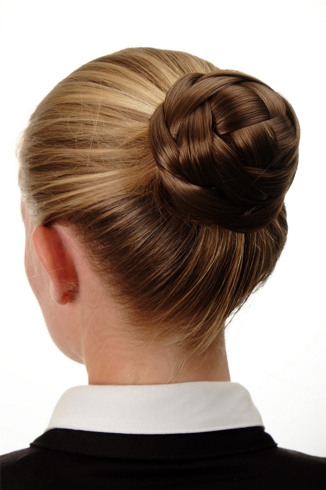 Hair Bun, golden brown, Braided, short